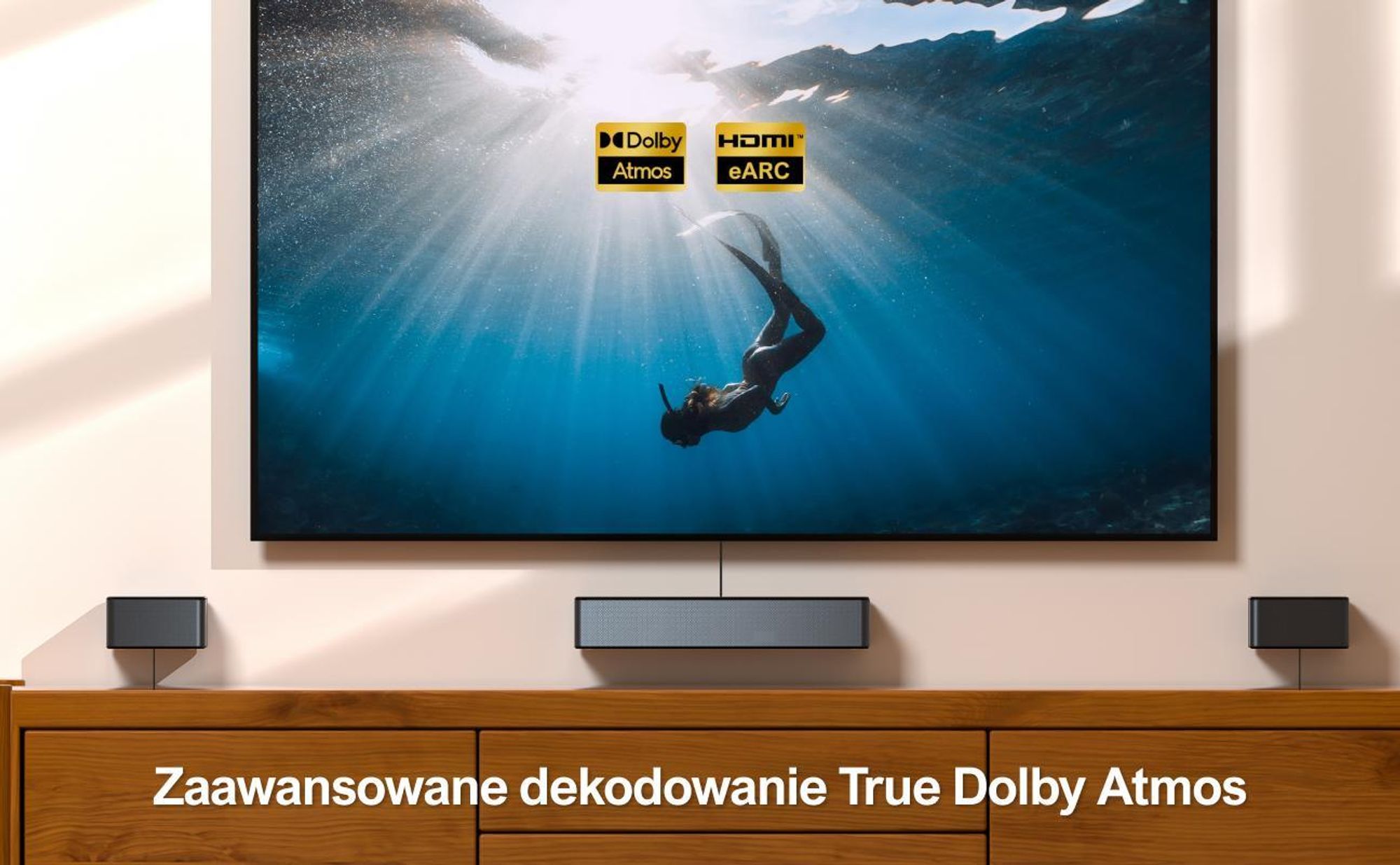 Soundbar ULTIMEA Poseidon D60 5.1 Dolby Atmos (410 W, regulowany dźwięk przestrzenny i basy, HDMI eARC)