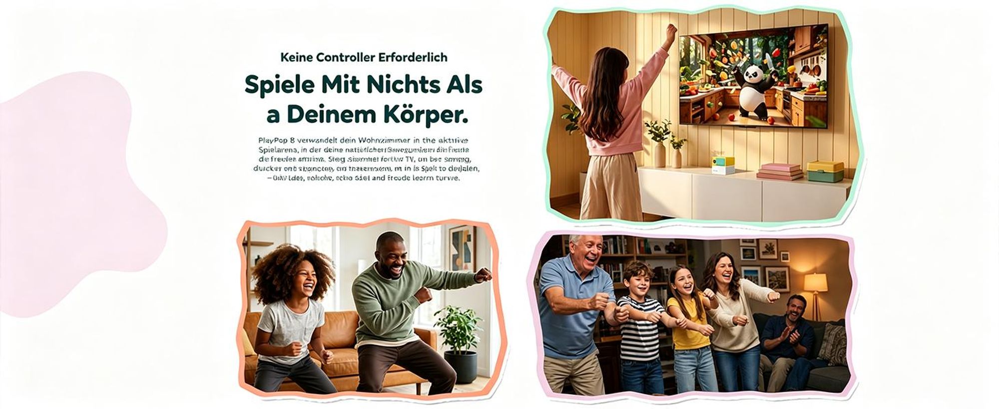 Blackview PlayPop 8 Spielkonsole für TV, 17-Punkt-KI-Tracking, ohne Controller, bis 4 Spieler, 6 Spielkategorien, HDMI, Geschenk für Kinder