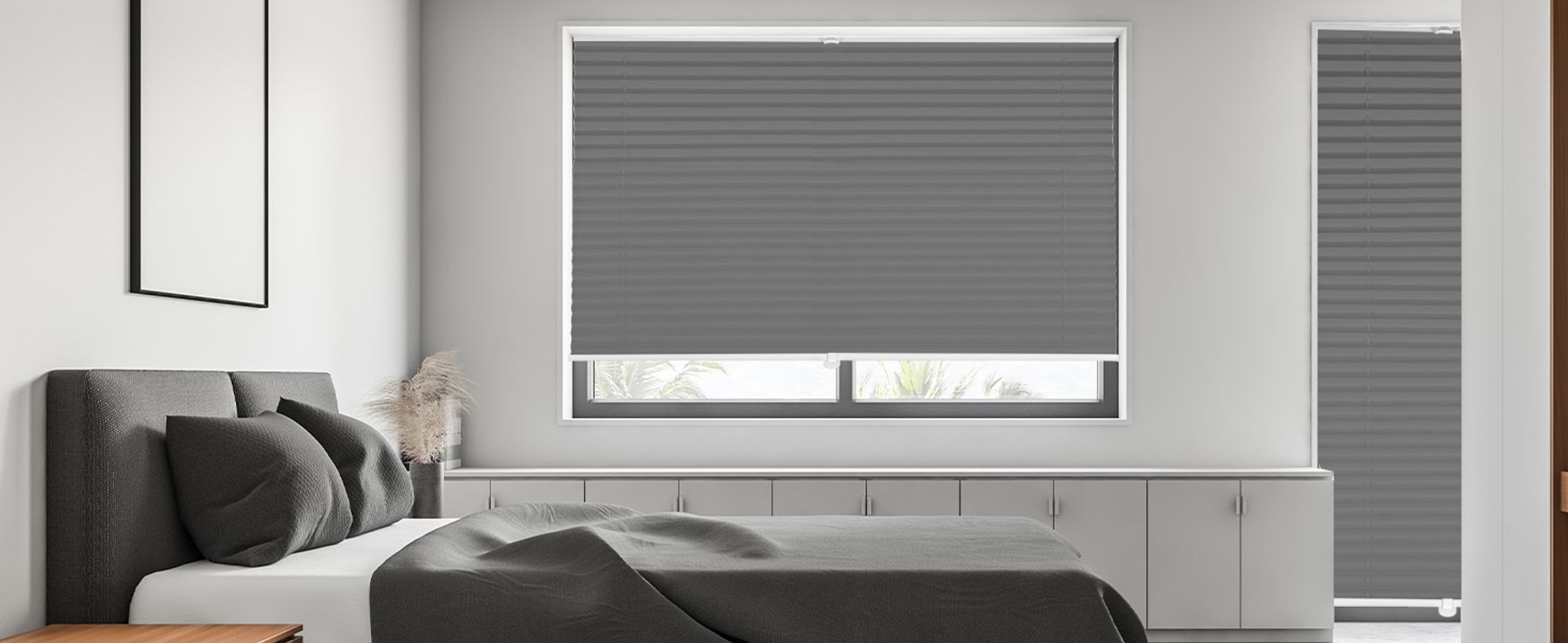 Plissee Klemmfix ohne Bohren 80x150cm Dunkelgrau Sonnenschutzrollo Verspannt Blickdicht Lichtschutz Faltrollo Jalousie Rollos für Fenster und Tür