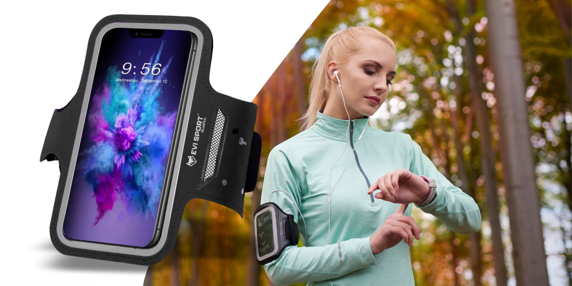 Sportovní náramek na mobilní telefon 6,9 palce, voděodolný náramek na běhání pro iPhone a Samsung, taška na jogging s dotykovou funkcí a přihrádkou na klíče, EVI RunPro