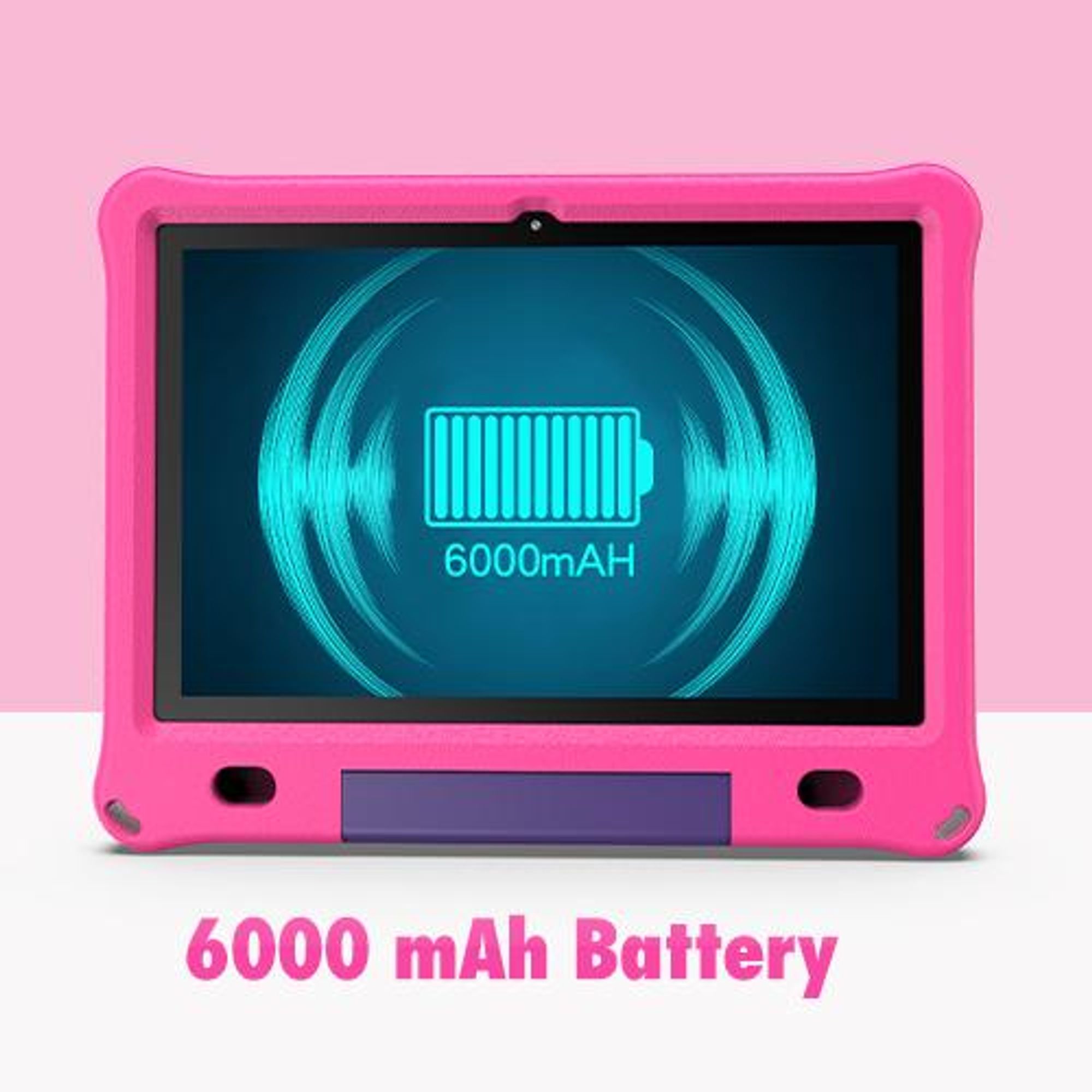 Pritom 10,1 Zoll Kinder-Tablet Android 15 WIFI 6 Quad-Core-Prozessor 3 GB RAM 64 GB ROM YouTube mit EVA-Schutzhülle, Rosa