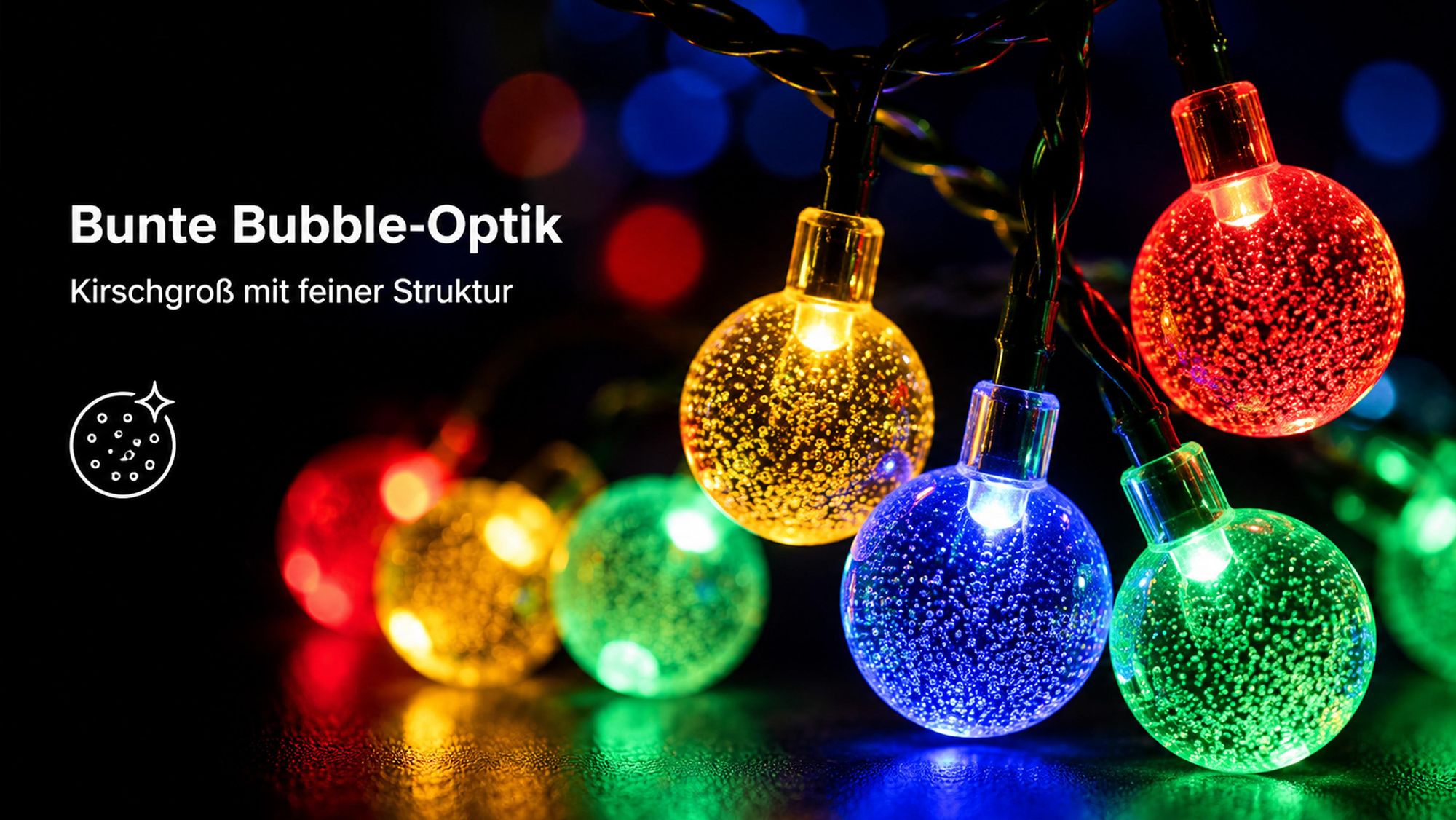 5M Lichterkette Außen Solar Glühbirnen LED Lichterketten, Innen Außen Weihnachten Beleuchtung Outdoor Garten Deko, Bunt