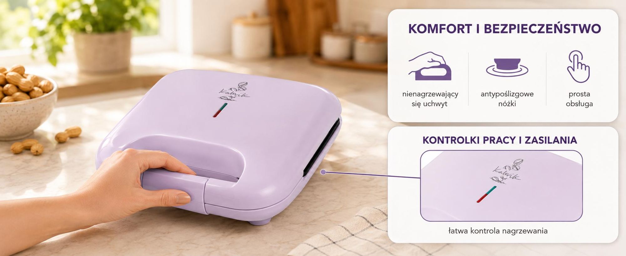 Opiekacz Do Orzeszków Foremki Ciastek 750W 12 Połówek Nieprzywierający