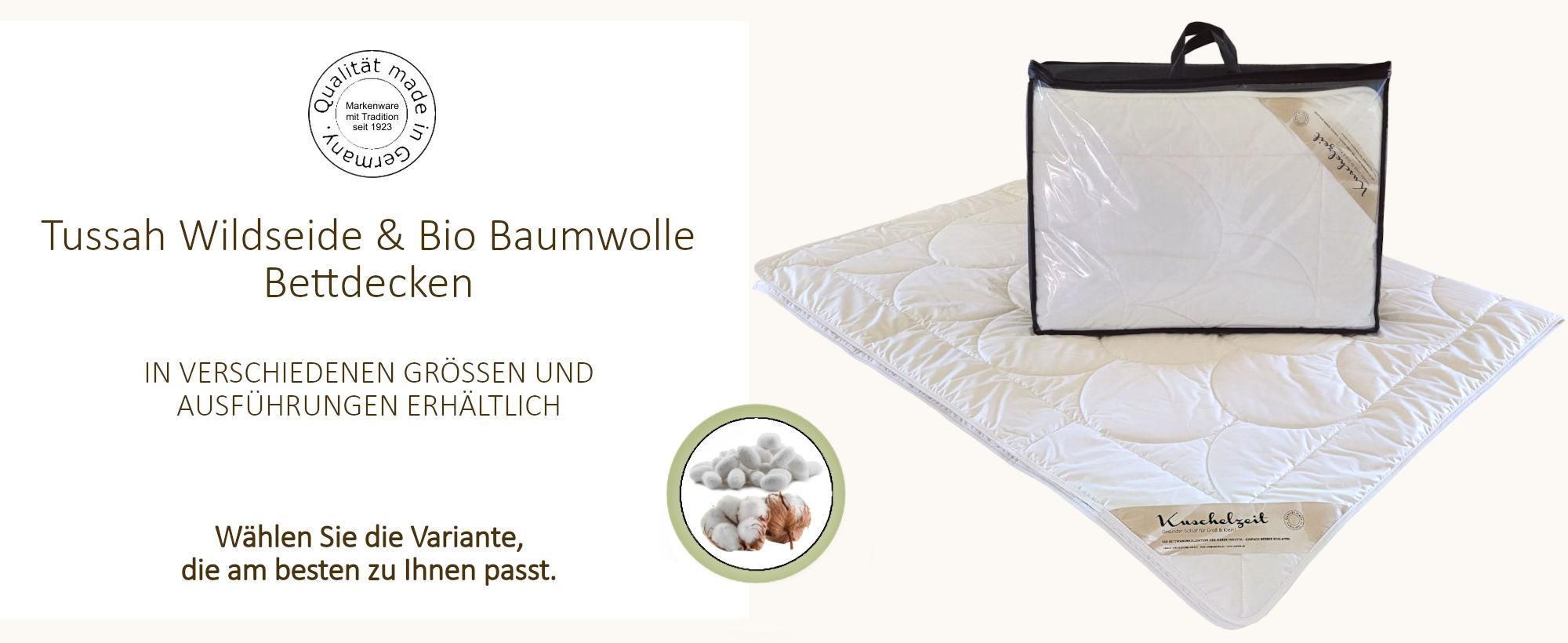 Wildseide Sommerdecke leicht in 135x200 cm 60% Seide und 40% Baumwolle (Bio)