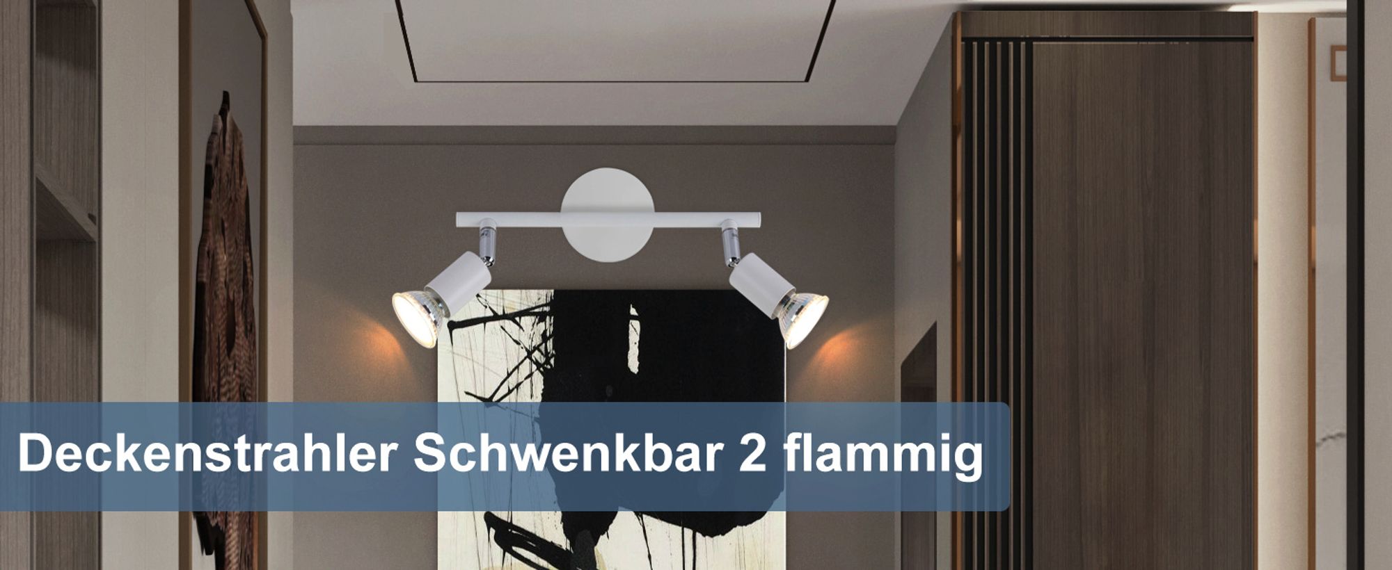 ZMH LED Deckenstrahler Schwenkbar GU10 weiß Deckenleuchte Deckenspots 2 Flammig Wandleuchten Bad Deckenlampe Küchen Flur Schlafzimmer Leuchtmittel Enthalten