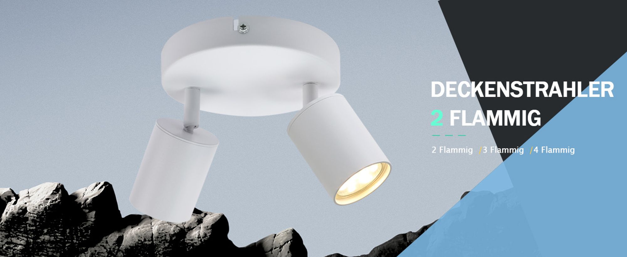 ZMH LED Deckenleuchte 2 Flammig Deckenlampe Spots GU10 330°Schwenkbar Deckenspots Weiss Modern Flurlampe Wandstrahler rund Ohne Leuchtmittel