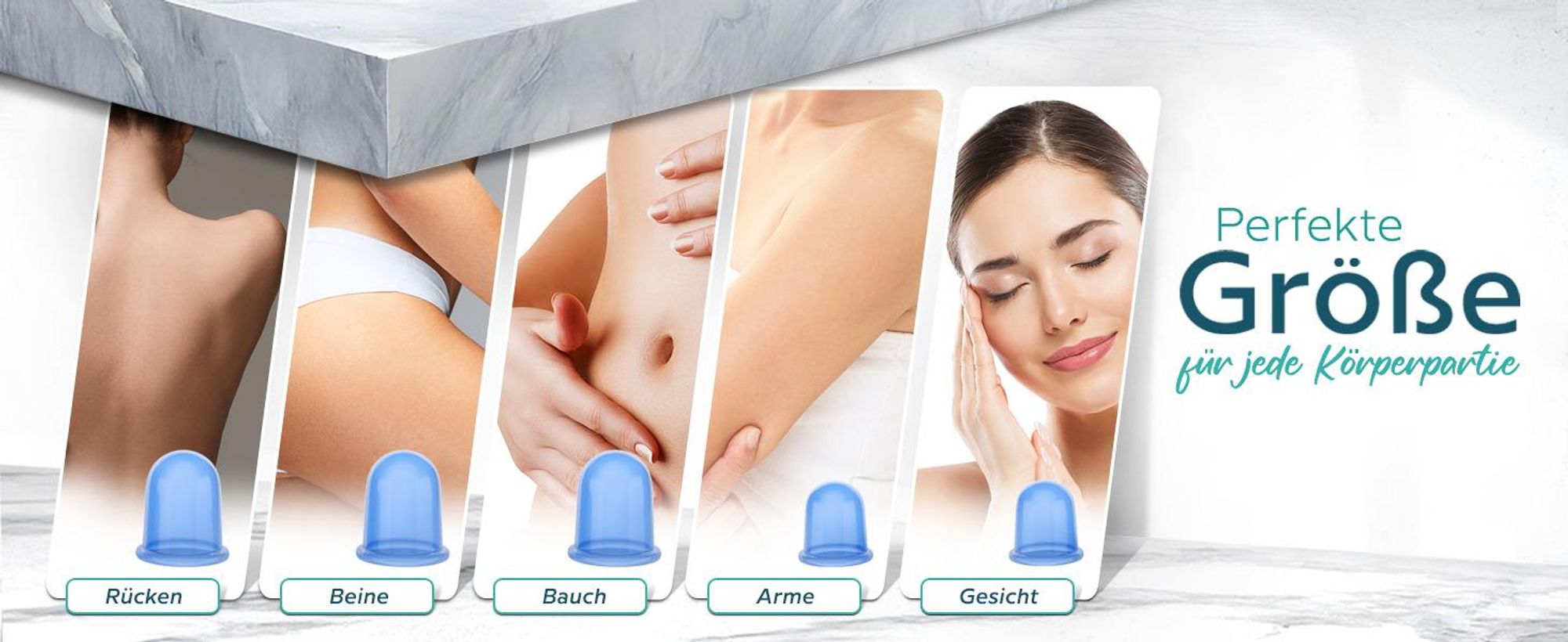 Kurglas Schröpfset Silikon mit e-Book & DERMATEST Note 1 – Schröpfgläser [2 Stk.] – Effektives Schröpfen mit Faszienschaber – BPA freies Schröpfglas