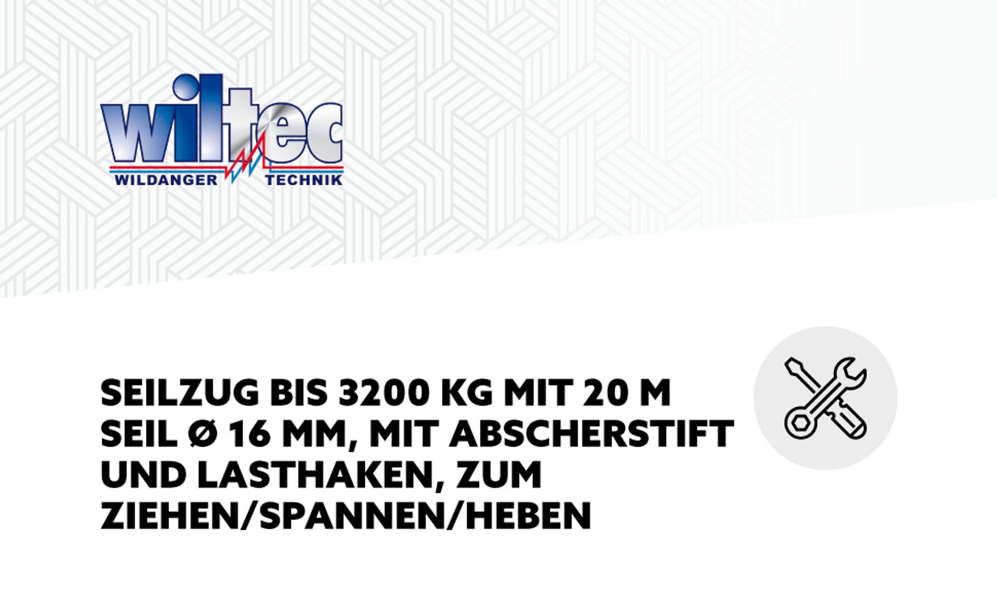 Wiltec Seilzug bis 3200 kg Seilwinde mit 20 m Seil, Handseilwinde mit Ø 16 mm Stahl-Seil, Forstseilwinde mit Abscherstift, Handseilzug mit Lasthaken