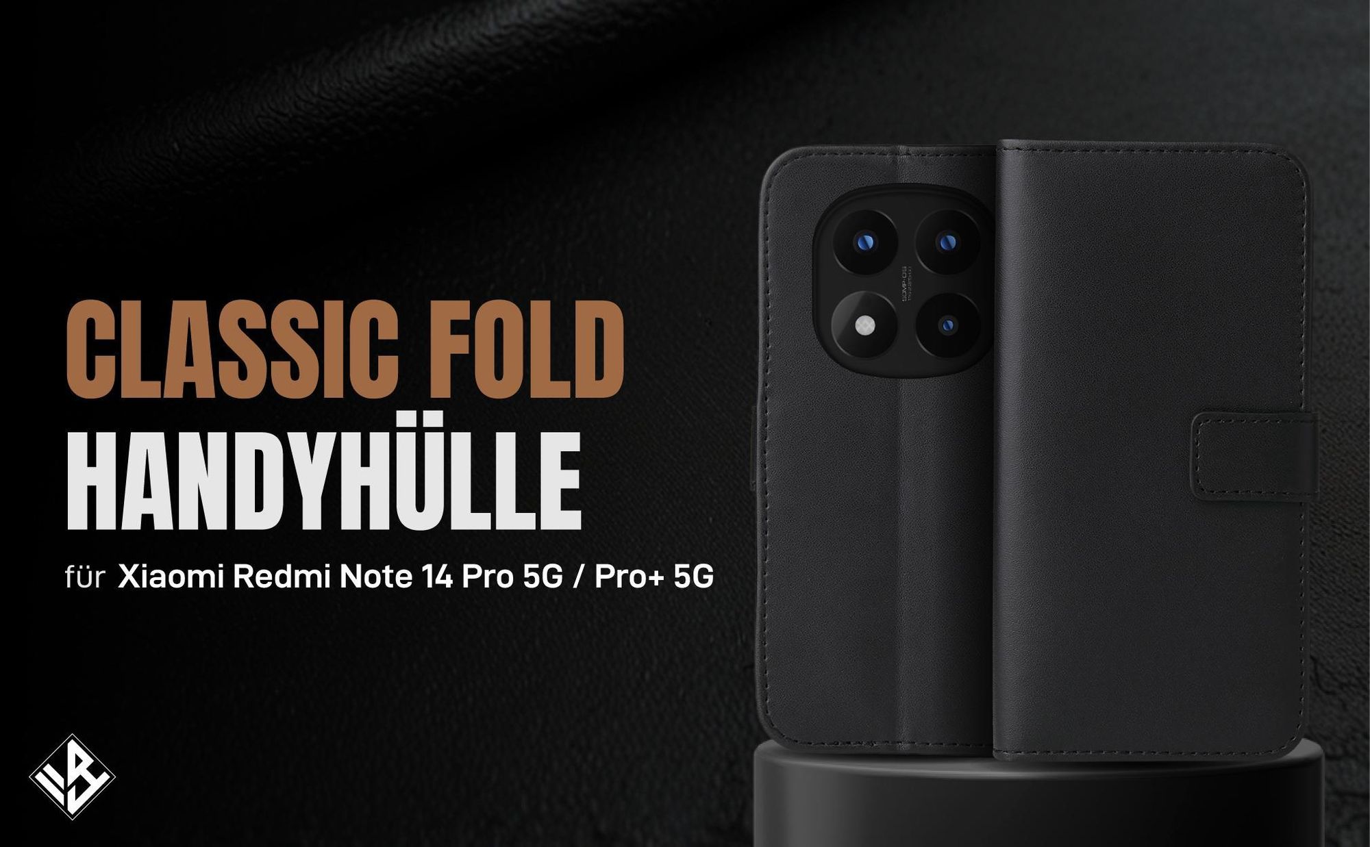 Schwarze Klapphülle für Xiaomi Redmi Note 14 Pro 5G/Pro+ 5G mit Wallet-Funktion