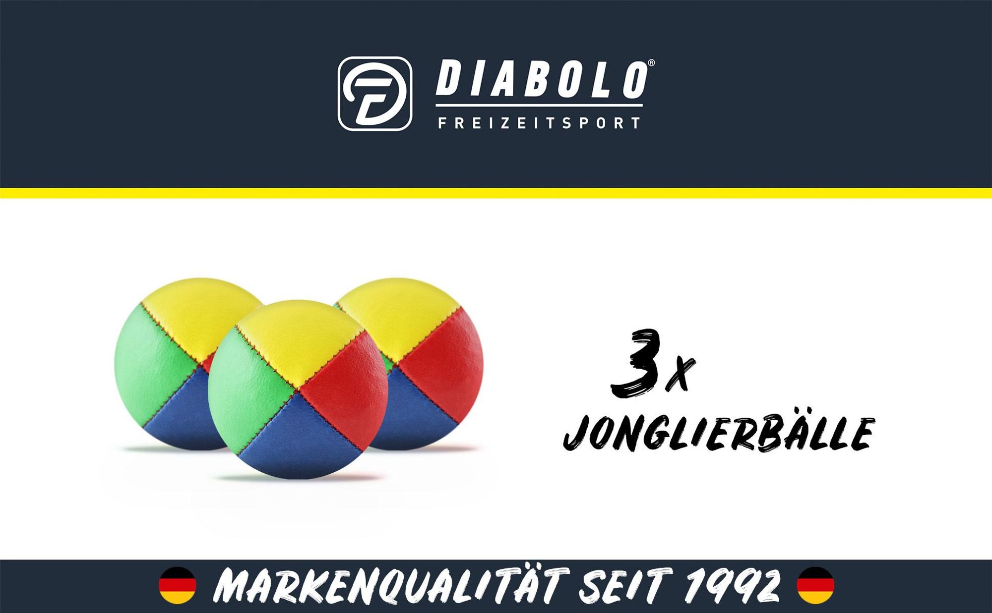 Diabolo jonglierbälle erwachsene - 62 mm Set mit 3 jonglierbälle In vier Farben | jonglierbälle anfänger kinder mit plastikfreier Geschenkverpackung
