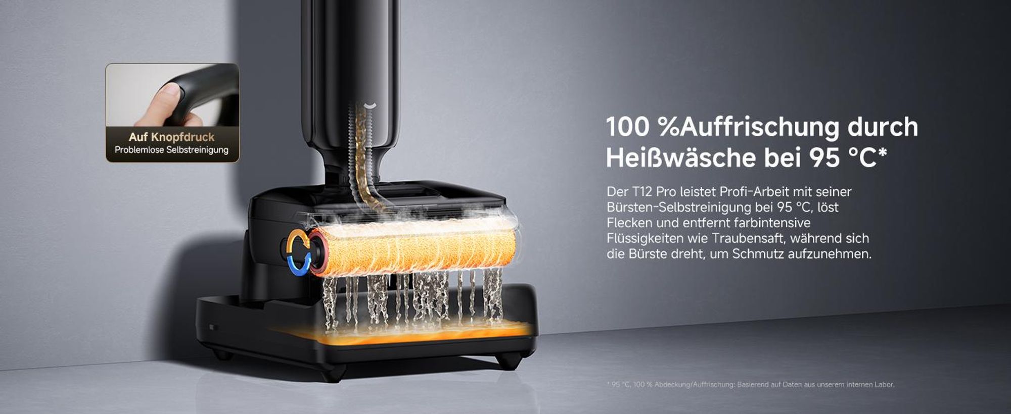 DREAME T12 Pro Nass-und Trockensauger,9.85cm Ultraschlank,25kPa Saugkraft,Kabellos,95°C Heißwäsche&Heißlufttrocknung,Verwicklungsfrei,60Min,Dunkelgrau