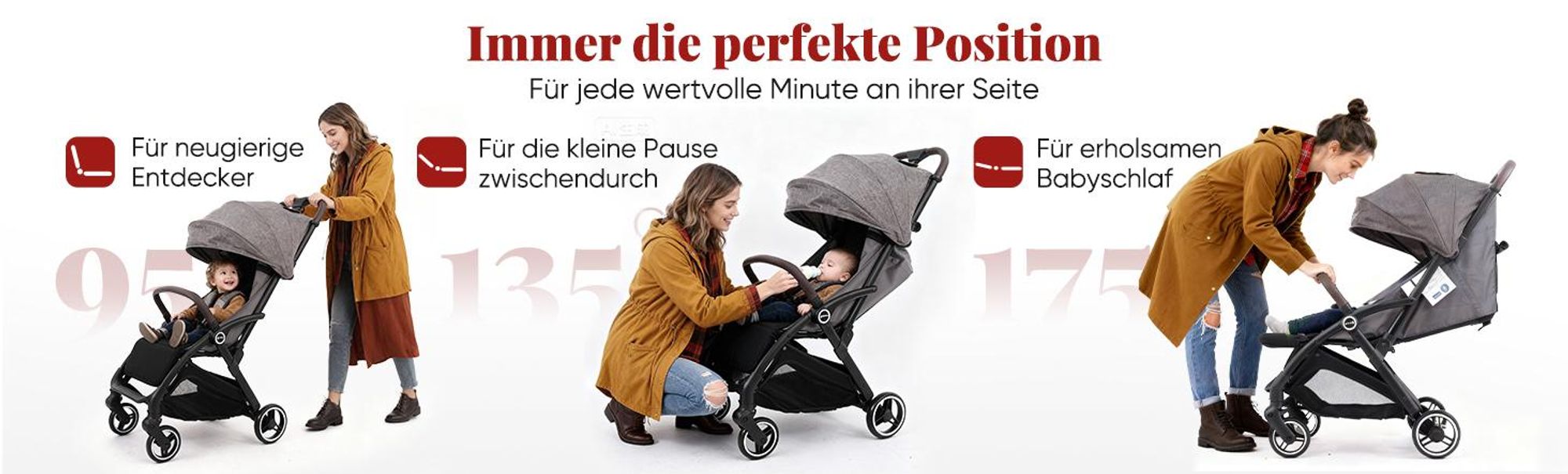 Sekey Kinder Buggy Reise Kinderwagen bis 22 kg verstellbare Rückenlehne, Regenschutz und Sichtfenster, Einhand-Faltmechanismus, Schwarz und Grau