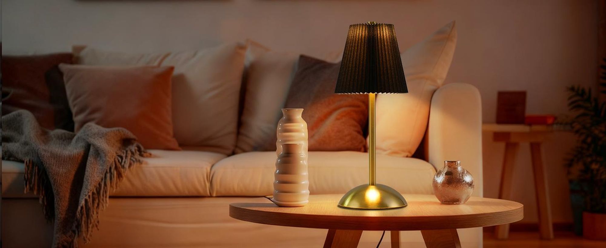 ZMH Lampa Stołowa Bezprzewodowa Lampa Nocna Zestaw 2 Bateryjnych Dotykowych Lamp Stołowych Czarna Ściemnialna 3 Kolorowa Lampa Sypialniana z USB Materiałowa Lampa Wewnętrzna do Jadalni
