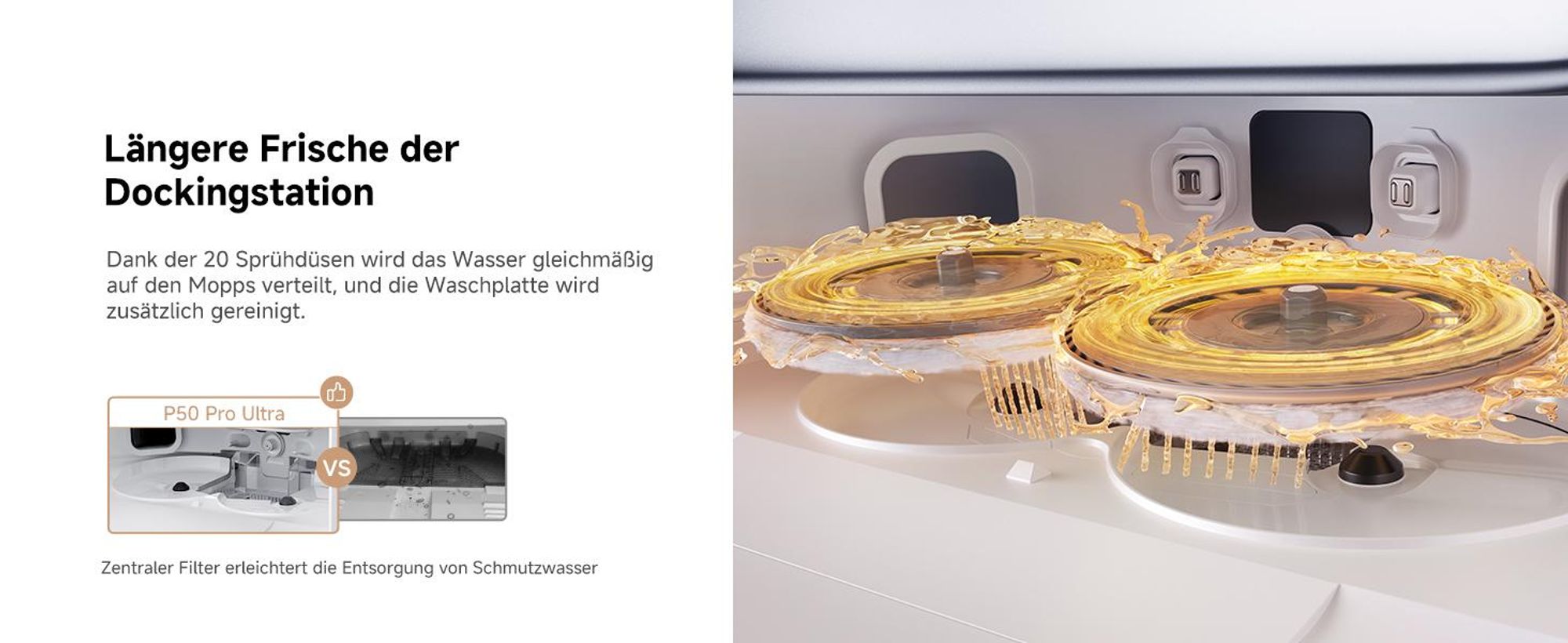 MOVA P50 Pro Ultra Saugroboter 19.000 Pa, Mopp 75 °C, LDS, AI+LED Hindernisvermeidung + Reinigungsflüssigkeit