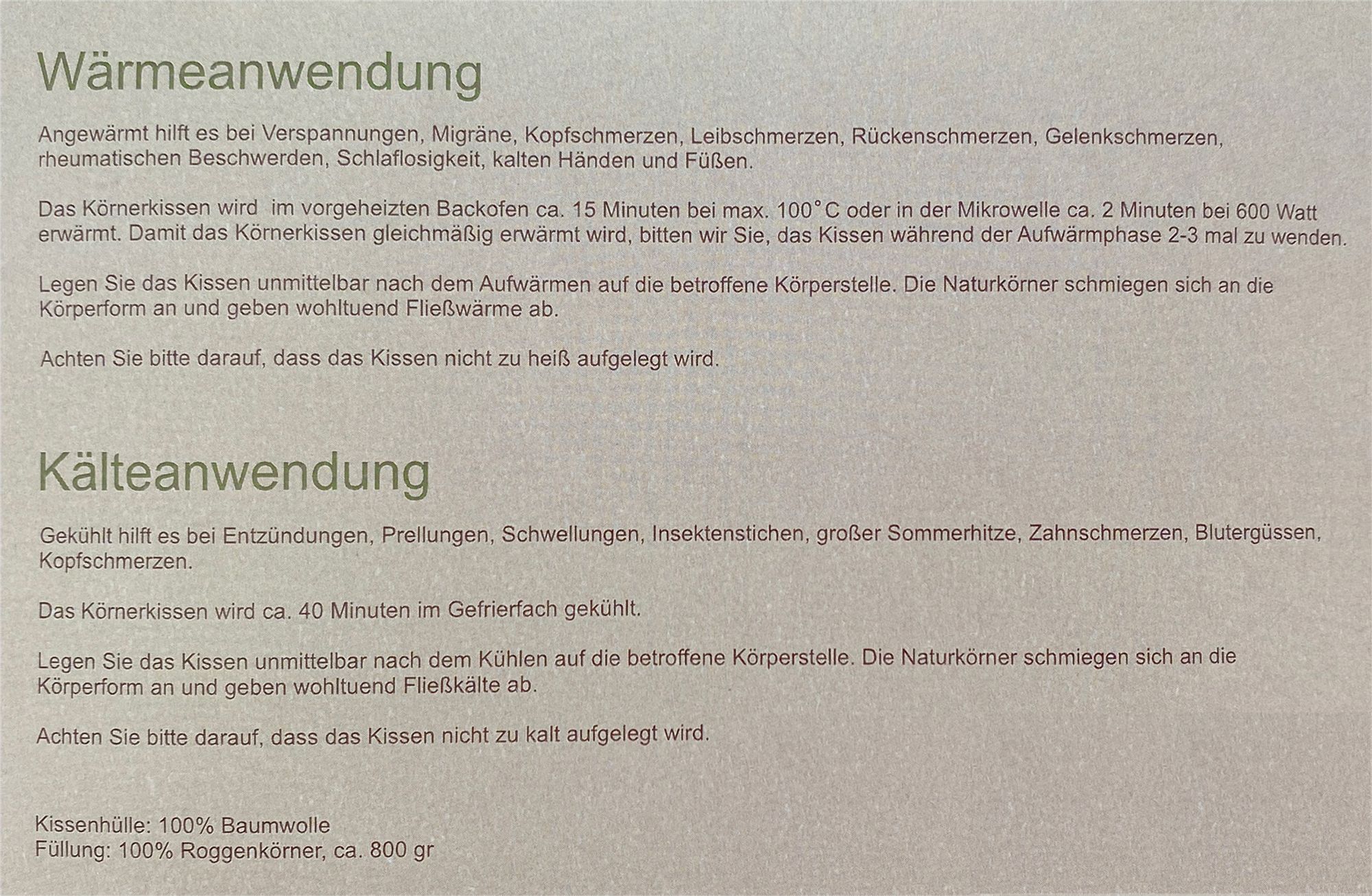 Wärmekissen I Kühlkissen I Anwendung für Ihre Gesundheit und Ihr Wohlbefinden