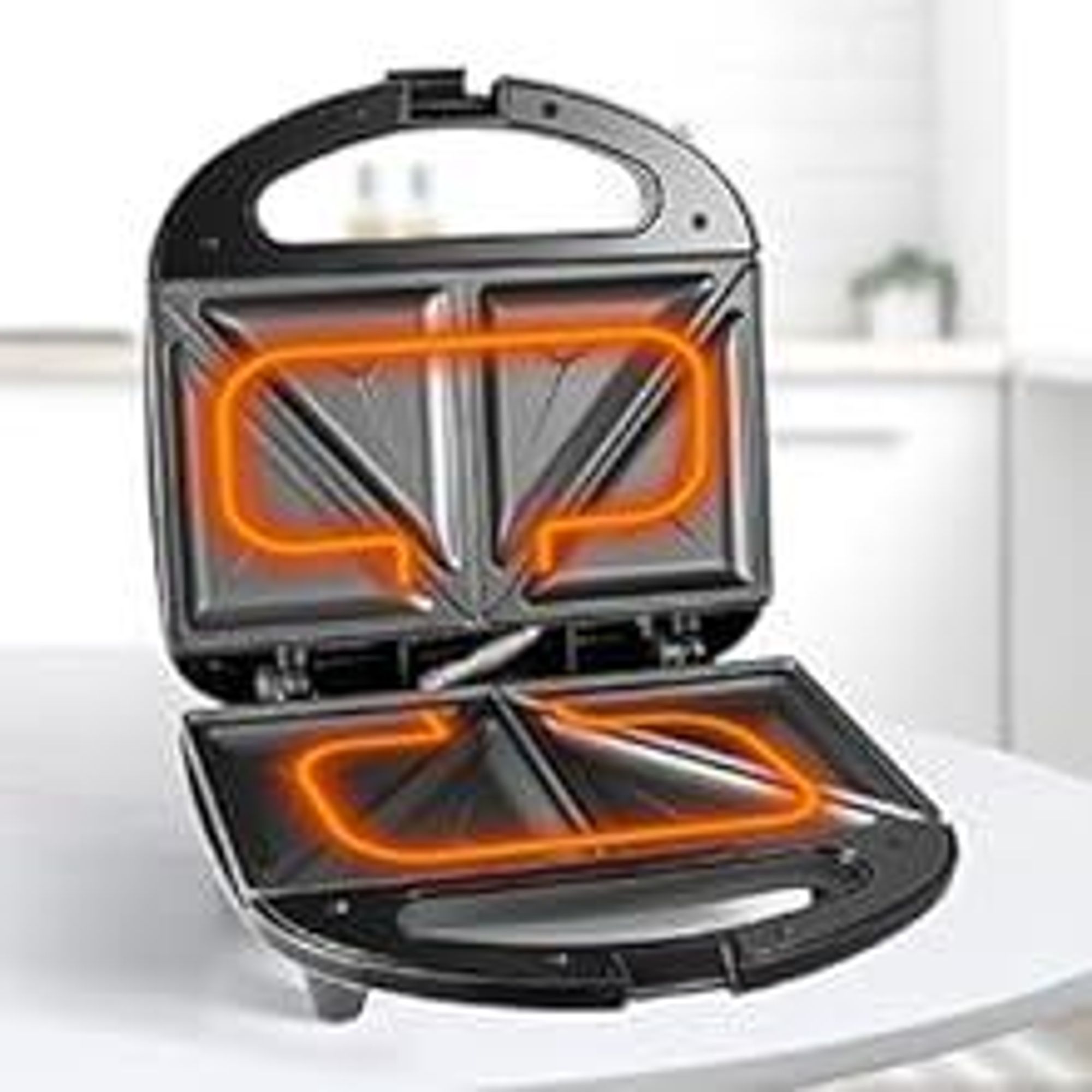 YASHE Appareil à croque-monsieur ABS05, 2 sandwiches, 750 W, noir