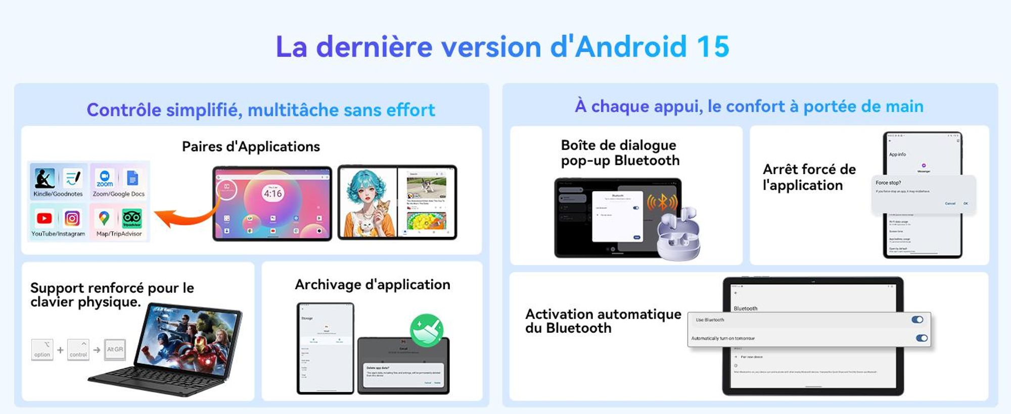 TABWEE W90 Tablet 11 pouces Android 15 ,24GB RAM Espace de stockage 256GB(2TB TF),Grand écran Widevide L1,Octa-core T615, 8000mAh,5G WiFi,4G LET,18W