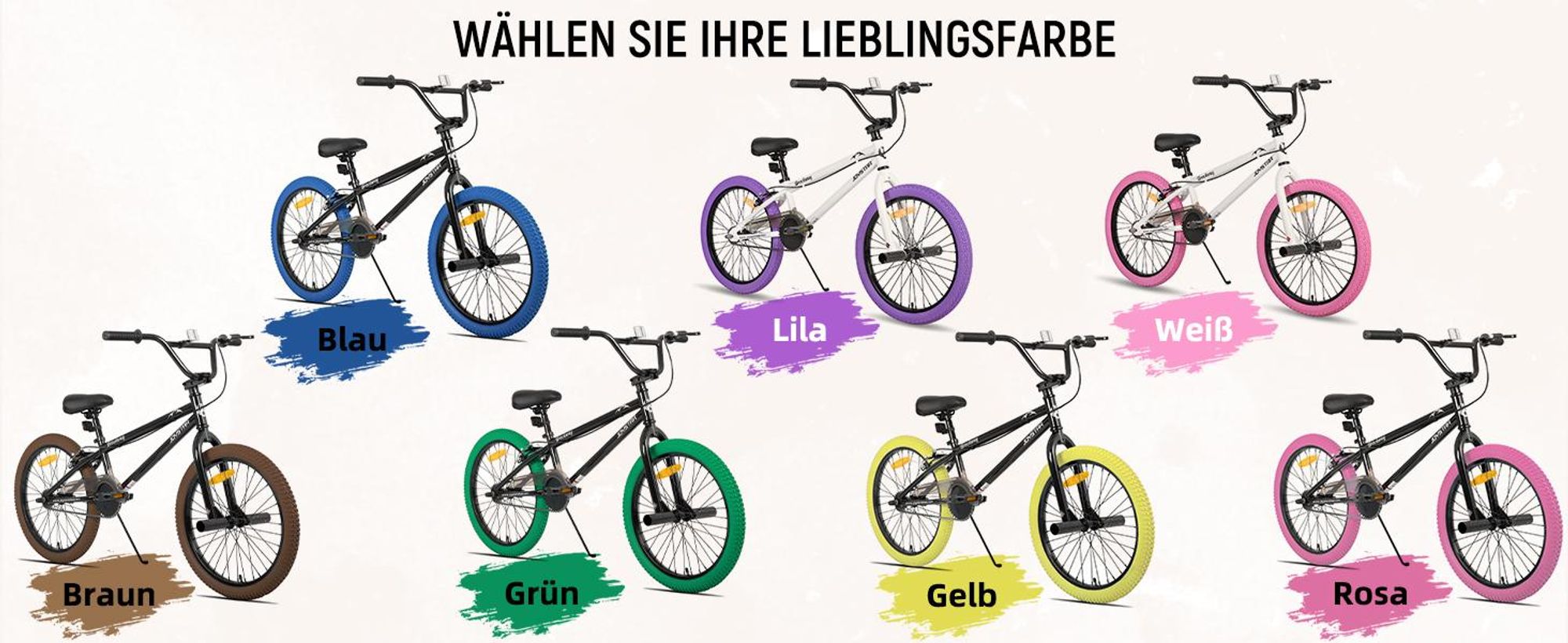 JOYSTAR Kinderfahrrad 24 Zoll BMX Fahrrad für Jungen Mädchen im Alter von 7-12 Jahren,Freestyle, 2 pegs, Singlespeed,Braun