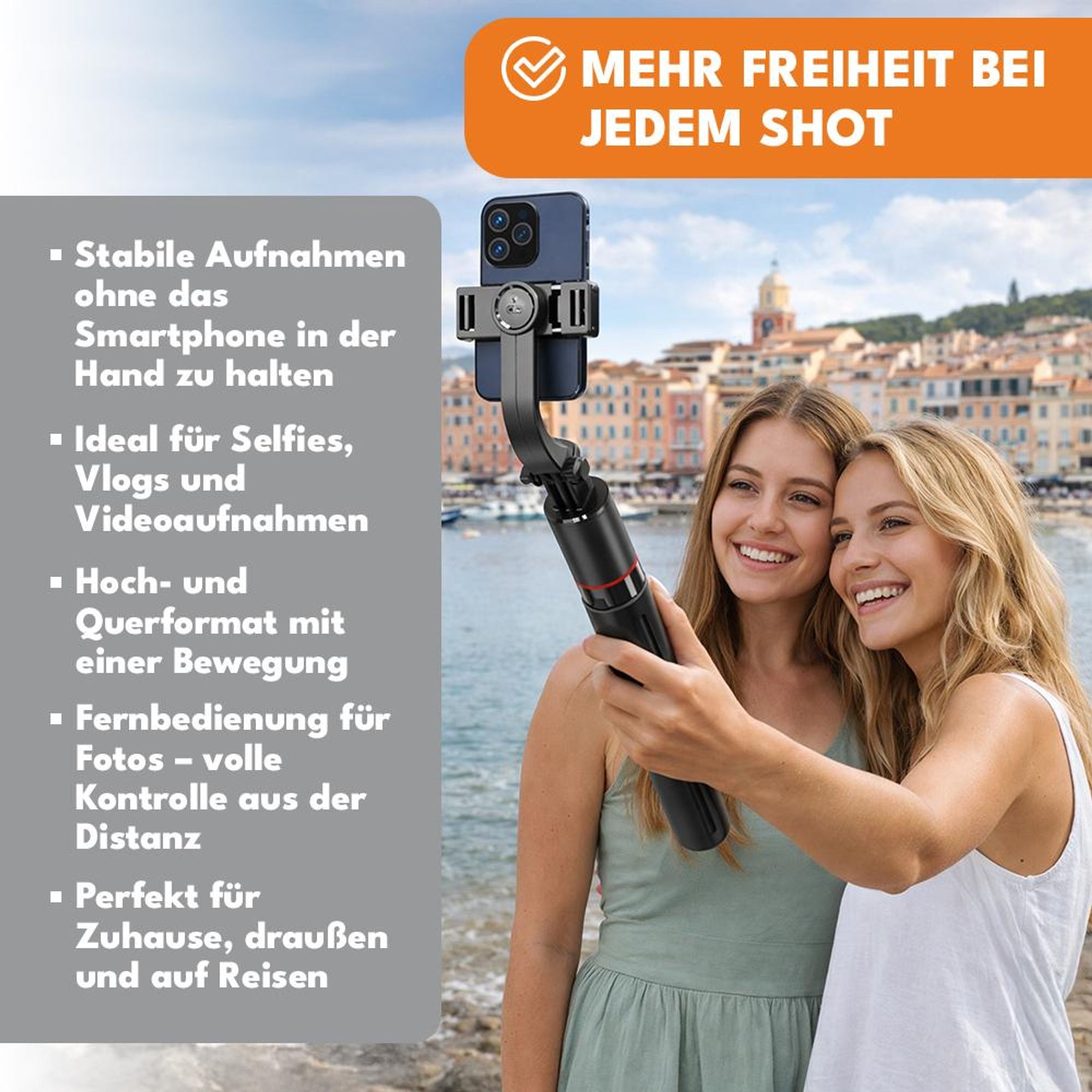 KRUMAD Handy Stativ mit Selfie Stick 170 cm – teleskopisches Smartphone Tripod aus Aluminium für iPhone & Android, Video, Vlog & Reisen