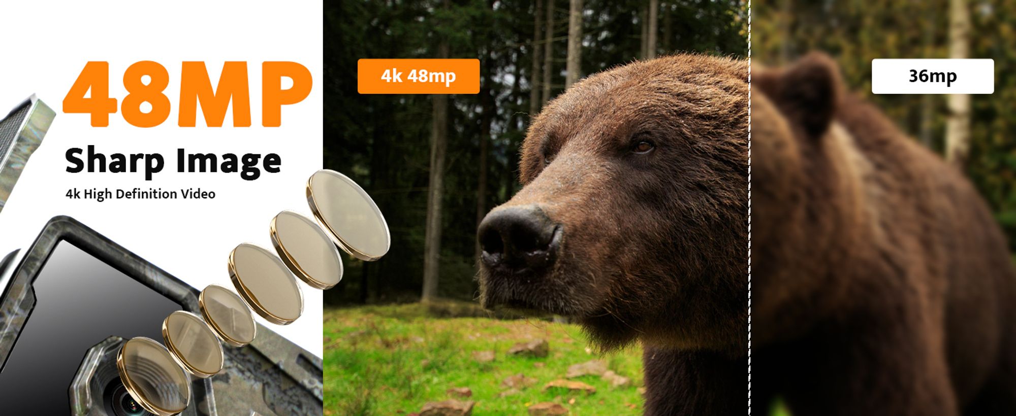 Wildkamera 4K 48MP Wildtierkamera Solar mit Bewegungsmelder Nachtsicht, 120°Erfassungswinkel - 2 Stück