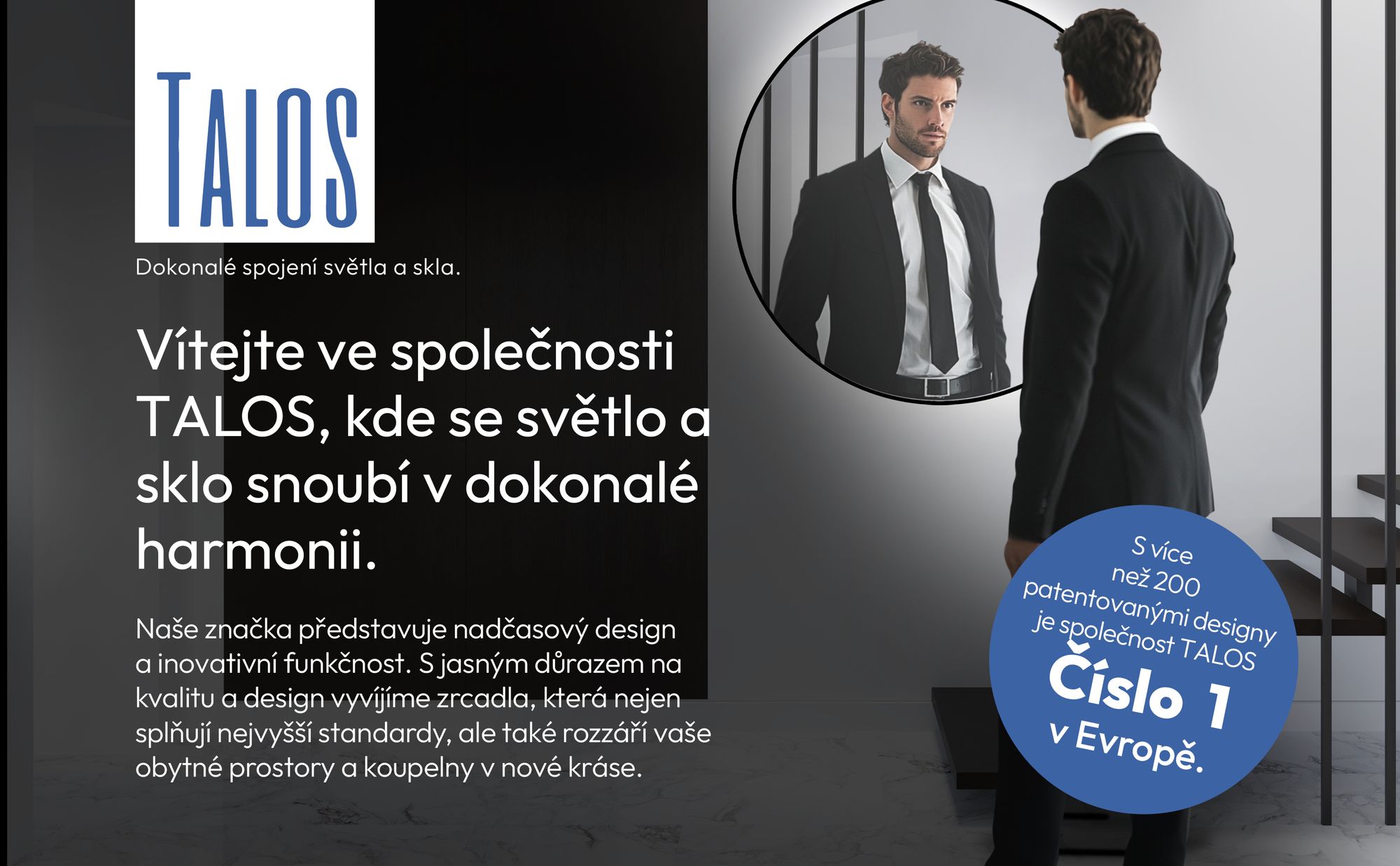 Koupelnové zrcadlo s osvětlením Talos Black Orors Light Ø 120 cm nástěnné zrcadlo - osvětlené zrcadlo s neutrální bílou barvou světla - vysoce kvalitní matný černý hliníkový rám - koupelnové zrcadlo