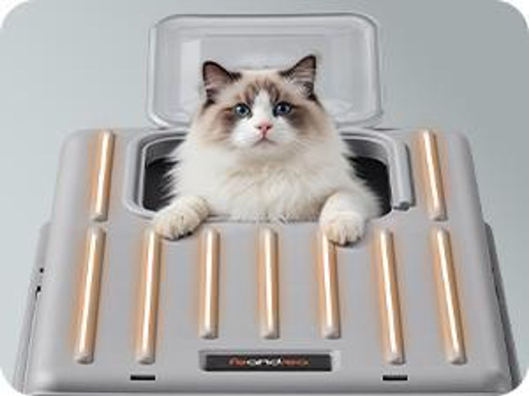 Feandrea Katzenklo Edelstahl, Katzentoilette mit Deckel, mit Schaufel, Katzenstreumatte und 2 Eingängen, für Katzen bis 15 kg, hellgrau
