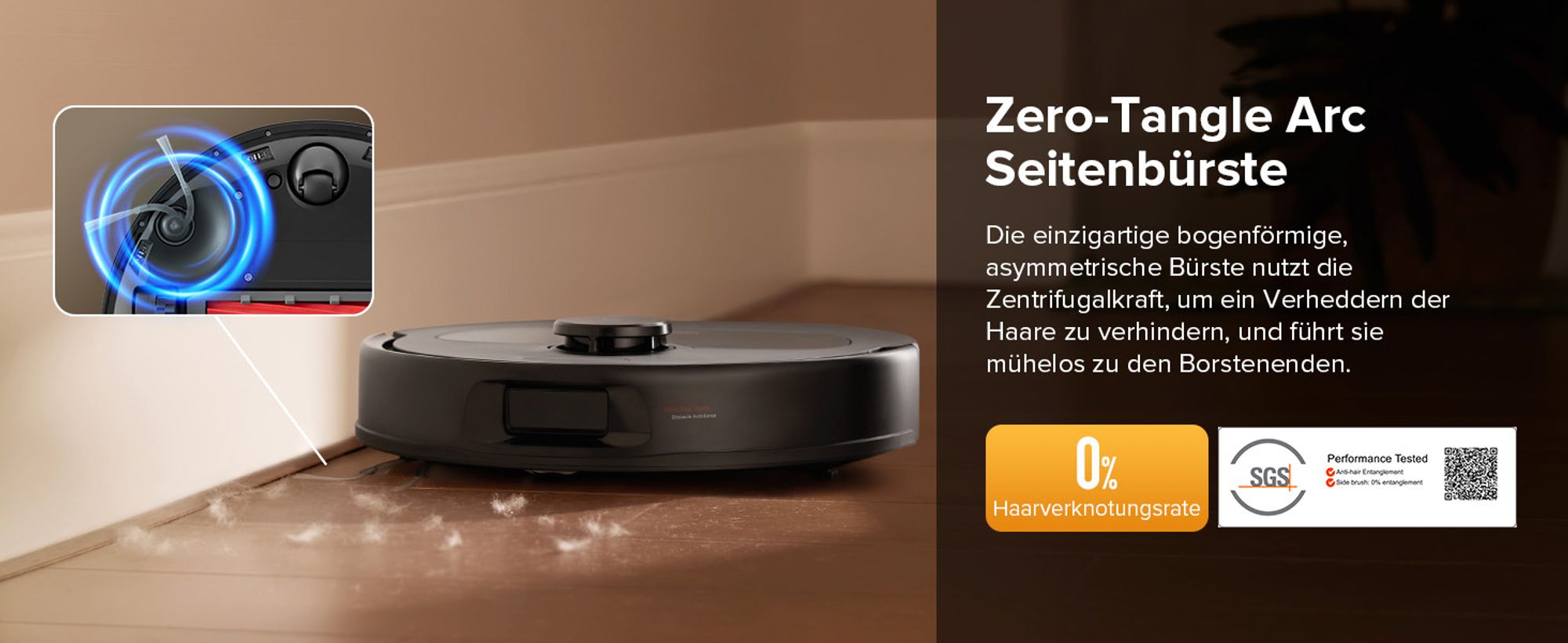 Roborock QV 35S Staubsauger Roboter, 10.000Pa Saugroboter (Upgrade von Qrevo Plus), Anti-Tangle-Bürsten, Anhebbare Schleudermopps (Schwarz)