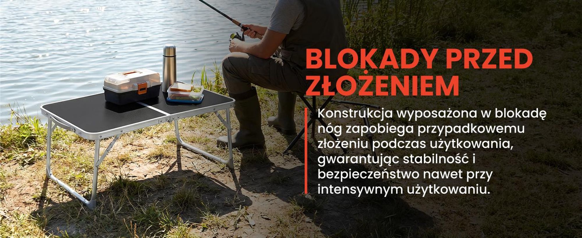 Mały składany stół campingowy 60 na 40cm w walizce czarny