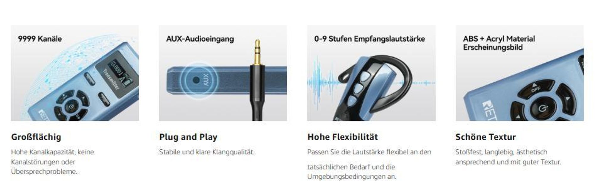 Retekess TT106S Tour Guide System, Audio System, Lange Lebensdauer, 200 m, One-Touch-Steuerung, Großtasten-Design, für Konferenzen, Reisen