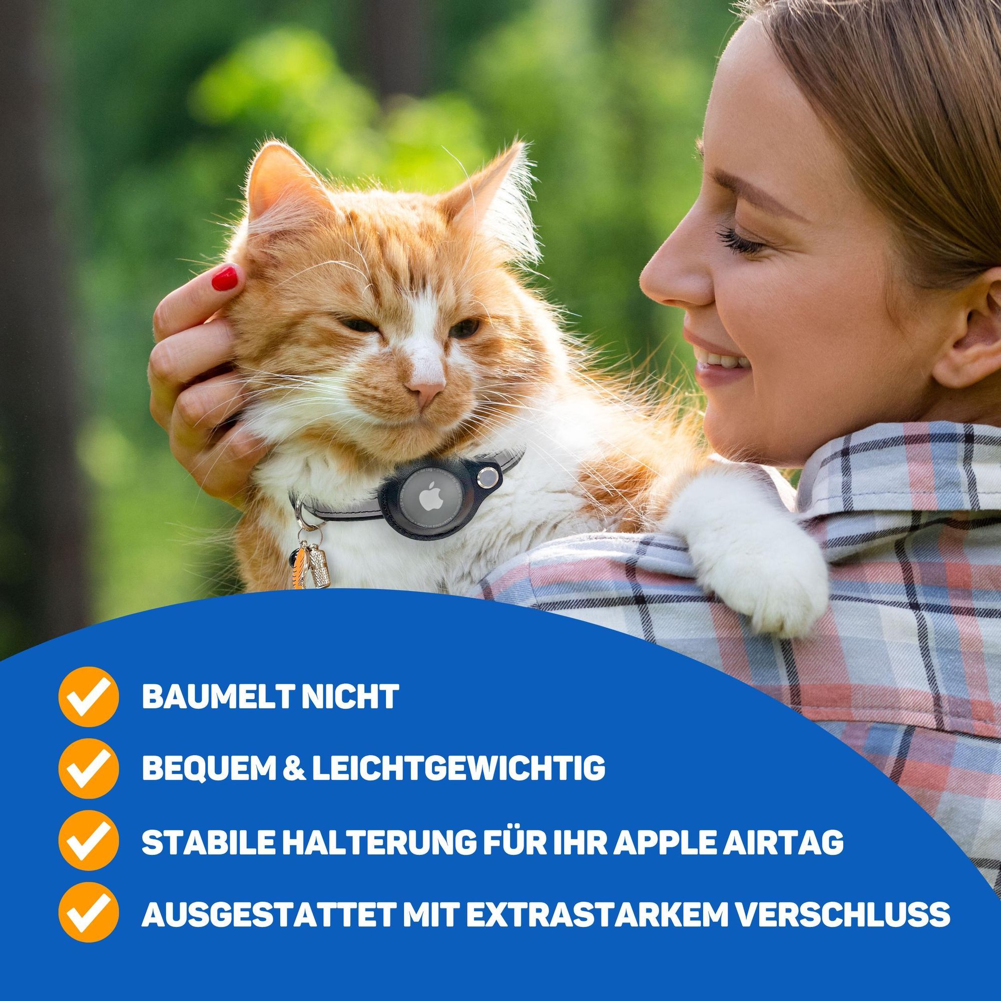 Vulpes Goods Katzenhalsband, Apple Airtag Halsband für Katzen, Kratzerfest und wasserdicht, Mit 3x Zubehör, 23.5-30.5 CM, S