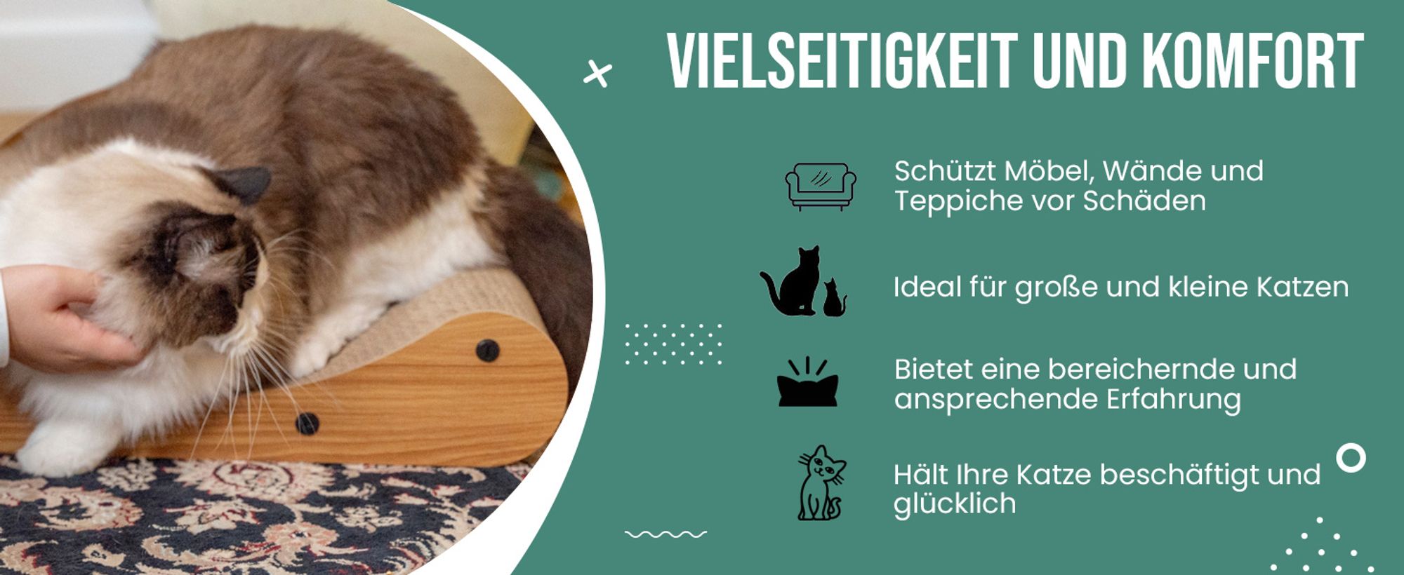 Petsona Kratzbrett Für Katzen Natürlicher Katzenkratzer Spielplatz Kratzpappe & Kratzteppich Für Katze Katzenspielzeug Selbstbeschäftigung, Natürlich