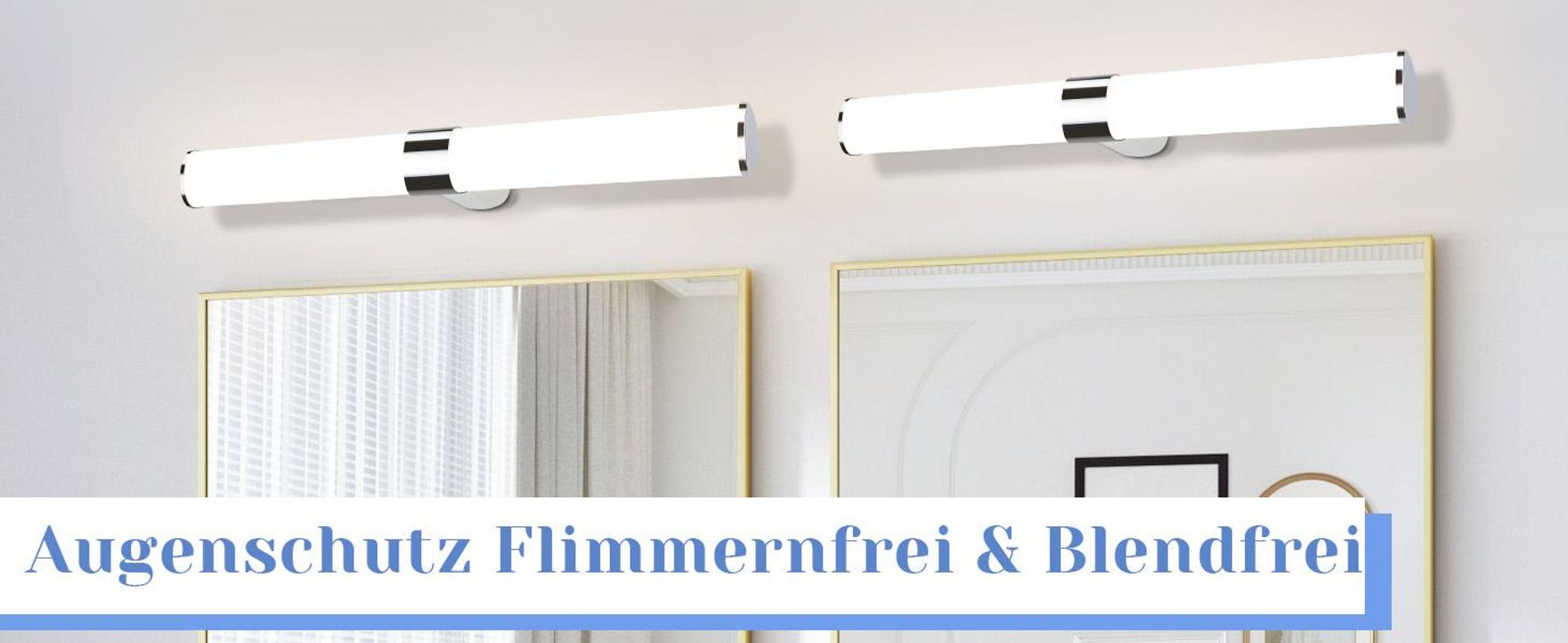ZMH LED Spiegelleuchte 15W 60CM Chrom  IP44 Wandleuchte Neutralweiß 4000K Feuchtraumleuchte für  Keller Küche schrank