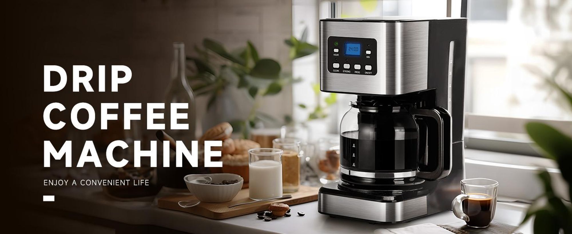 Kaffeemaschine, 950W Filterkaffeemaschine, mit Thermoskanne und Timer, für 12 Tassen Kaffee, Abschaltautomatik, Tropf-Stopp, BPA-frei