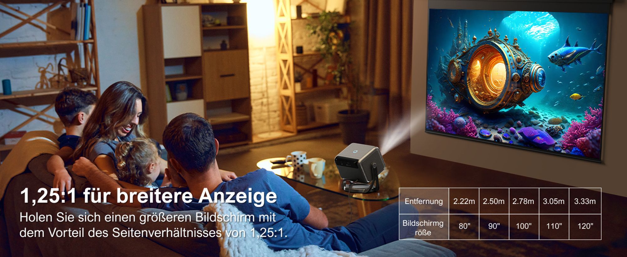 ULTIMEA Smart Beamer Android TV 11.0 mit Netflix, 4K unterstützter Filmprojektor mit 90° Gimbal Design, 600 ANSI Full-HD, HDR10&HLG, Bluetooth