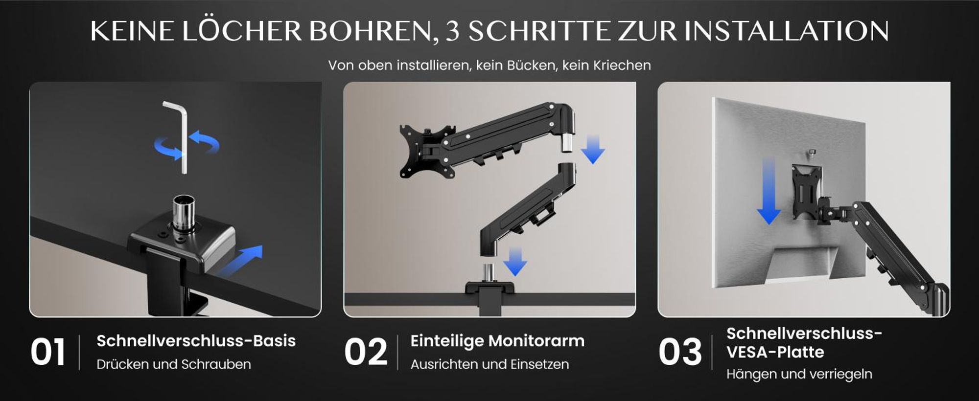 FLEXISPOT MA1 Monitorhalterung 17–32 Zoll, Gasdruckfeder Monitorarm für 1 Monitor, höhenverstellbar & schwenkbar, VESA 75x75/100x100