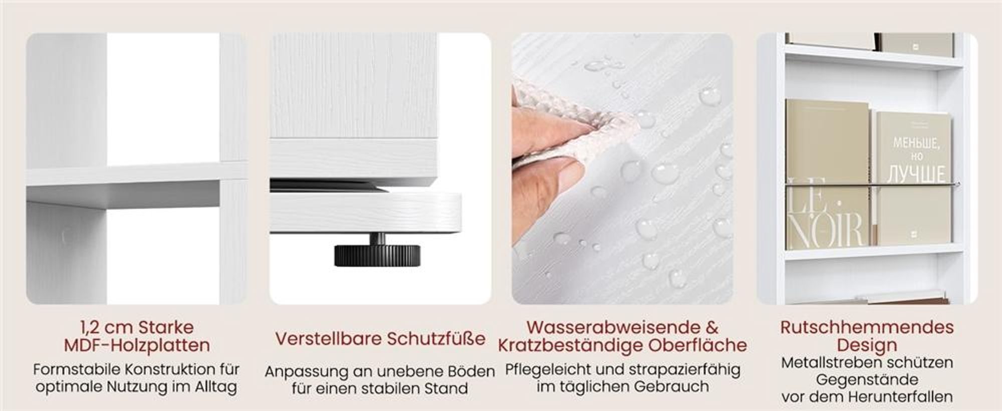 Yaheetech 360° drehbares Bücherregal, mit 5 Ebenen und 20 Fächern, Standregal 42×42×169 cm, Drehregal Dekoregal mit verstellbaren Einlegeböden, Weiß