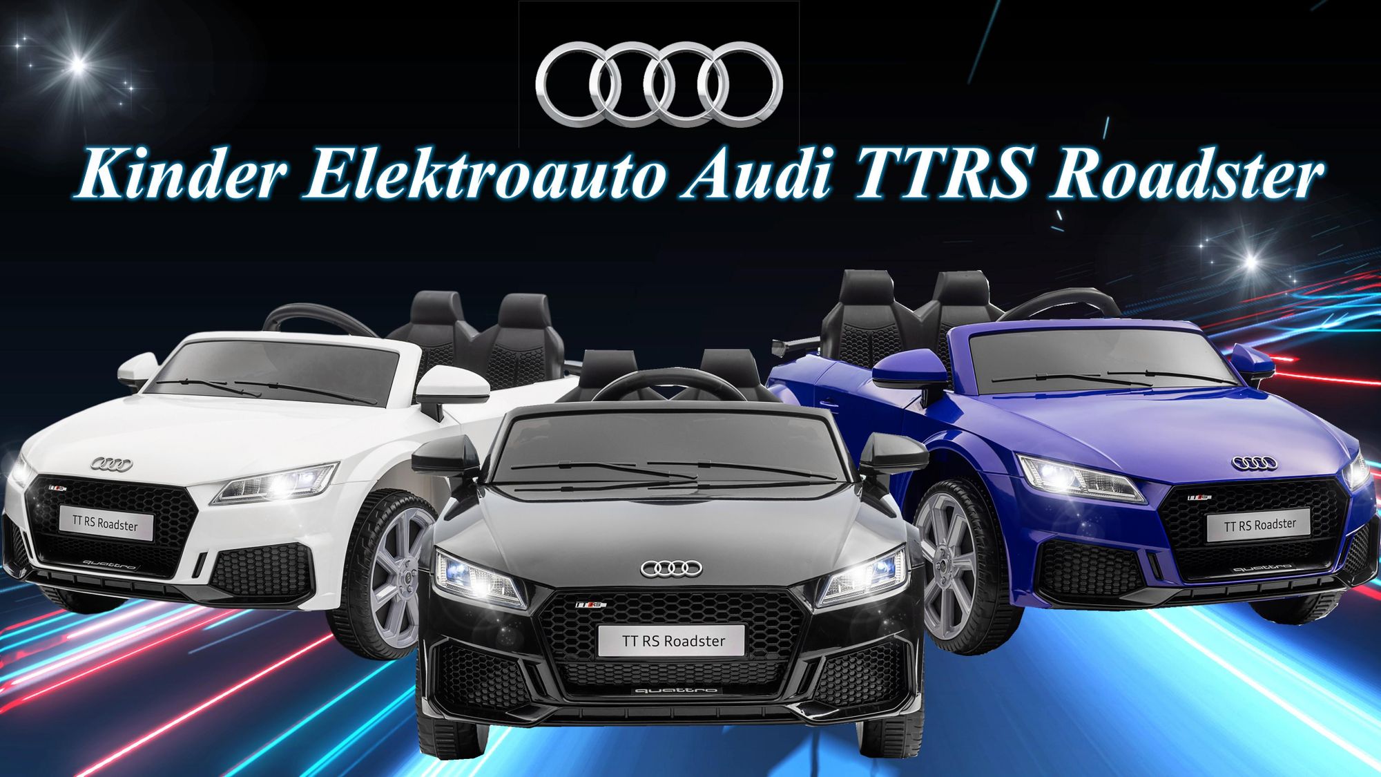 Kinder Elektro Auto Audi TT RS Roadster mit Fernbedienung Usb und Mp3 Anschluss 12V schwarz