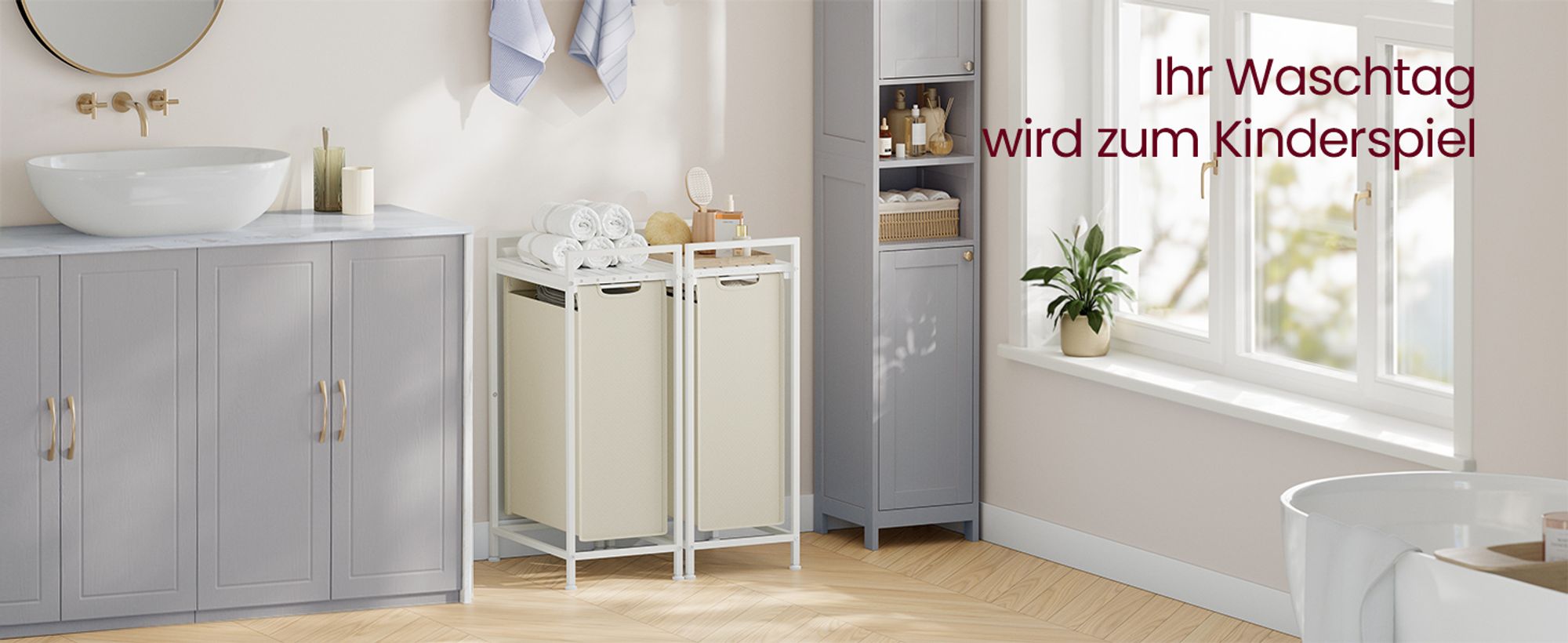 VASAGLE Wäschekorb , Wäschesammler mit Ablage, Wäschebox, 47 L