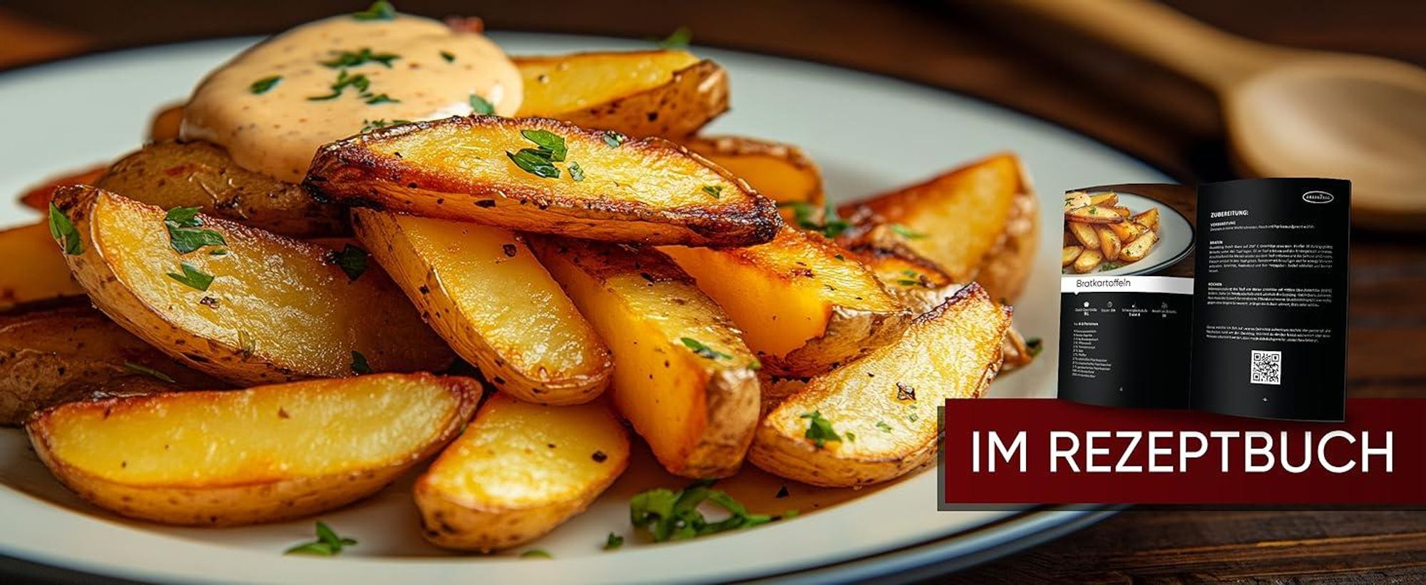 Köstliches Gericht im Dutch Oven gekocht, mit aufgeschlagenem Rezeptbuch – inspiriert zum Nachkochen