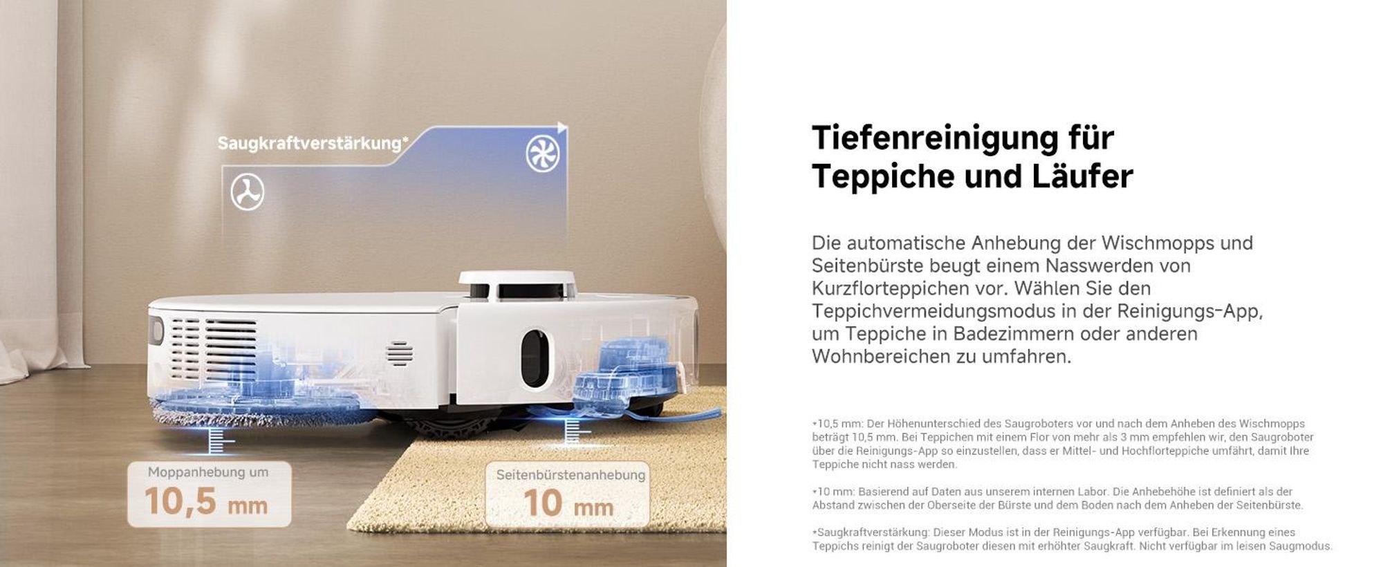 MOVA P50 Ultra Saugroboter 19.000 Pa, flexibler Wischmopp, automatische Reinigung 75 °C + Reinigungsflüssigkeit inklusive