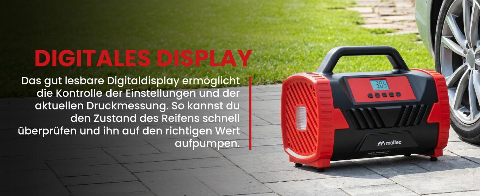 Autokompressor Digitaler Reifenfüller 150 PSI 12V/230V Luftpumpe mit LED für Auto Fahrrad Ball