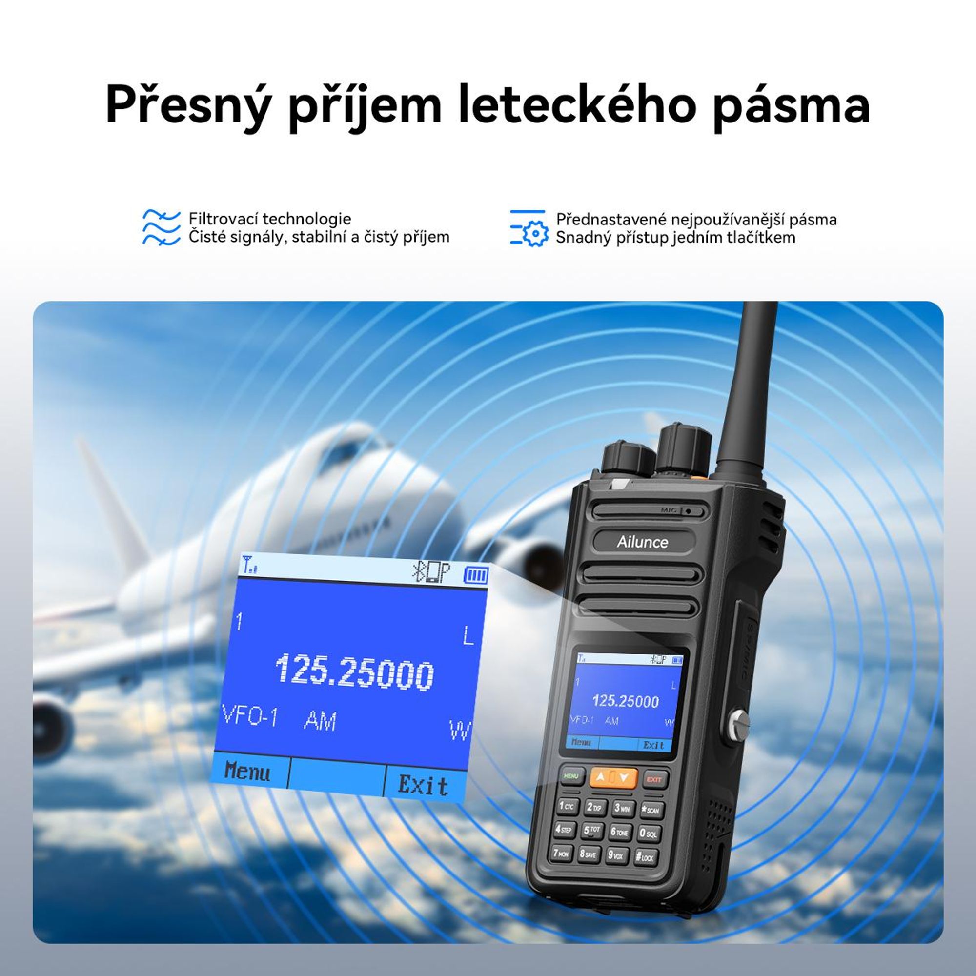Retevis Ailunce HA2 Bluetooth rádio, radioamatérské, APP ovládání, APRS/GPS, rychlé nabíjení, IP67 vodotěsné, 2800mAh, SOS, pro radioamatéry