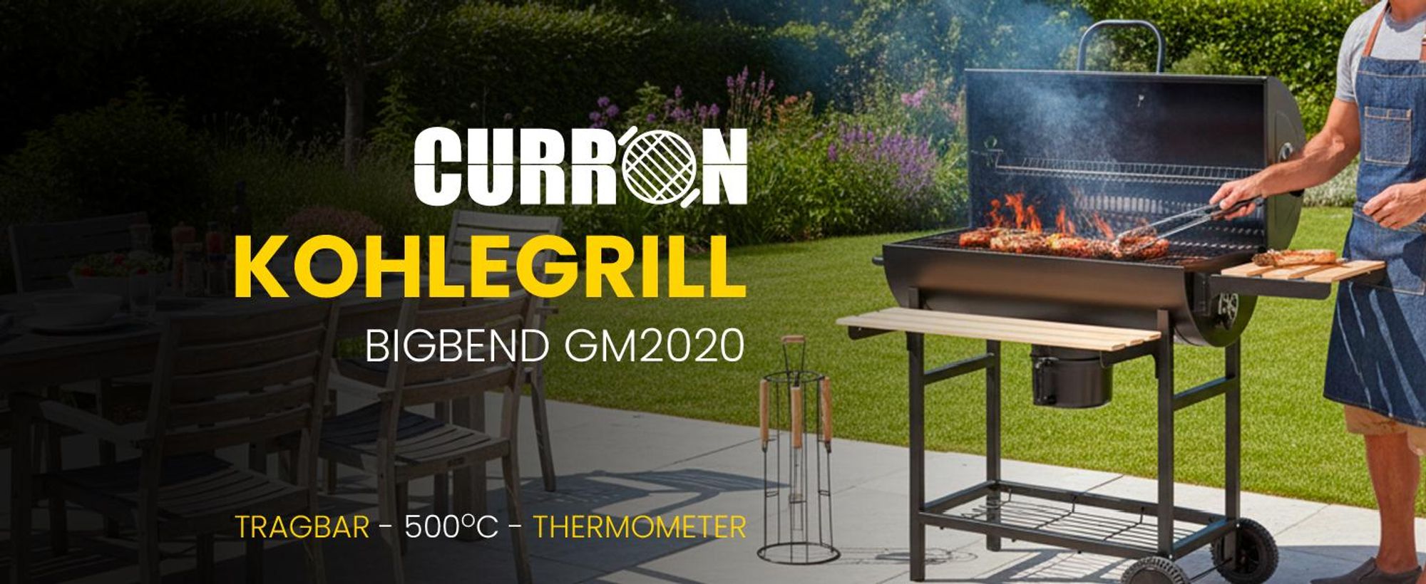 Holzkohlegrill Rundfass mit Deckel Rollen Grillwagen