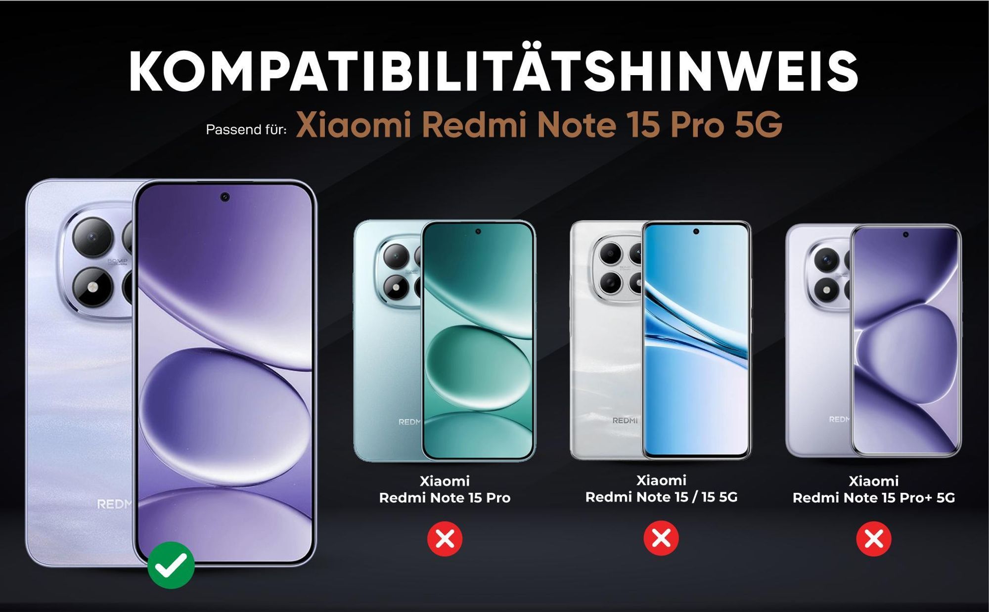 Kompatibilitätshinweise Hülle für Xiaomi Redmi Note 15 Pro 5G