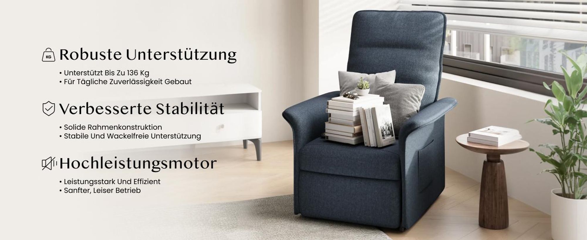 FLEXISPOT Elektrischer Relaxsessel mit Liegefunktion 105°–155°, Verstellbarer TV- & Fernsehsessel für Wohnzimmer, Rückenlehne & Fußstütze (Dunkelgrau)