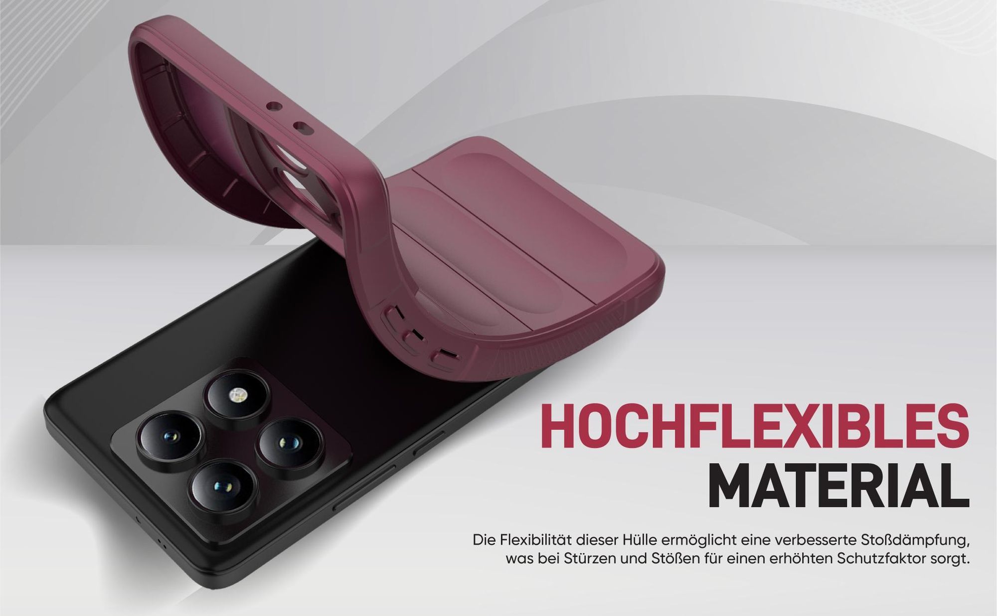 Stoßfestes und flexbiles Handy Case mit Griffzonen in Lila für Xiaomi 14T Pro
