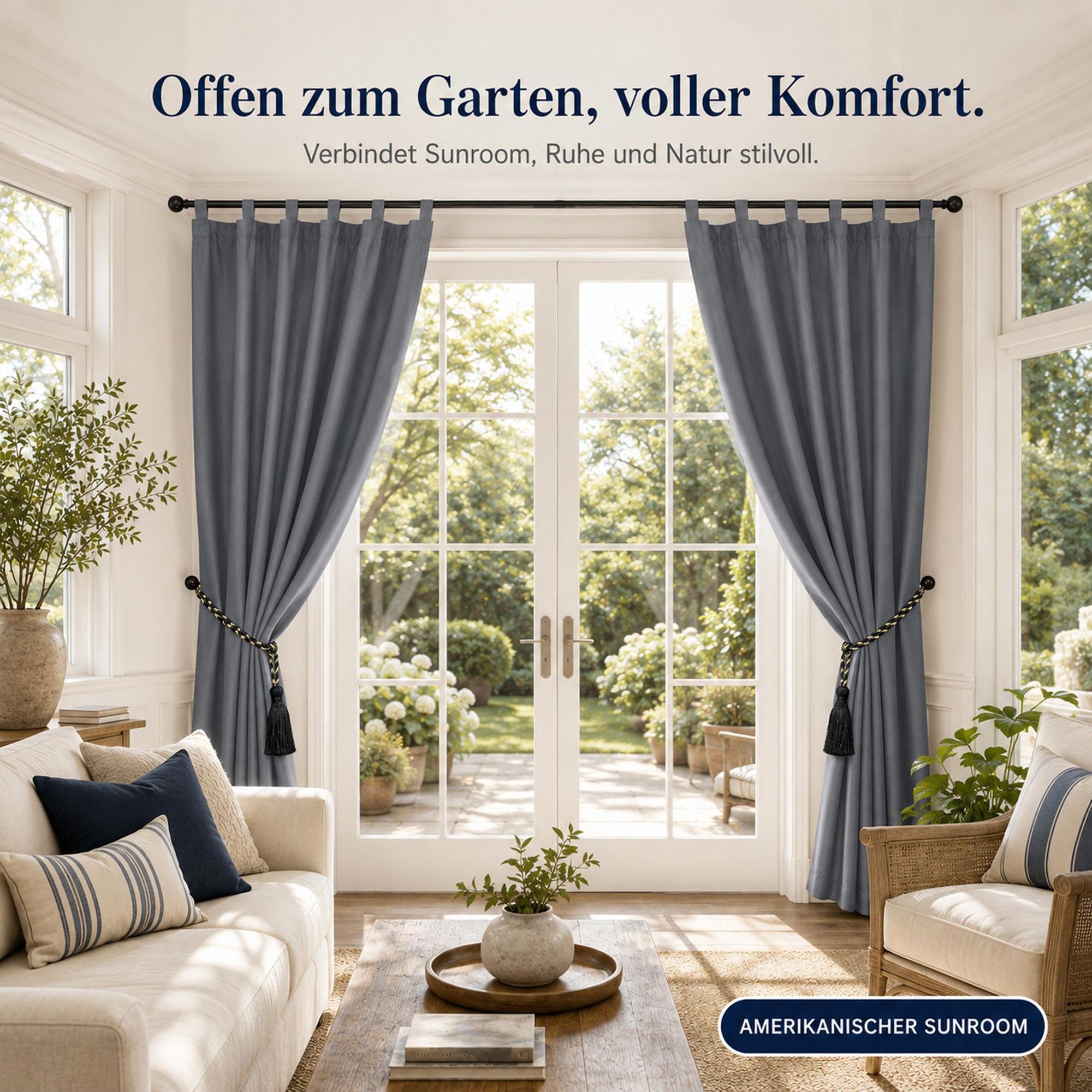 Schlaufen Vorhänge Blickdicht Dunkelgrau, Wohnzimmer Schlafzimmer Thermo Verdunklungsvorhänge 132 x 241 cm (2er-Set), Wasserdicht Sichtschutz Gardinen