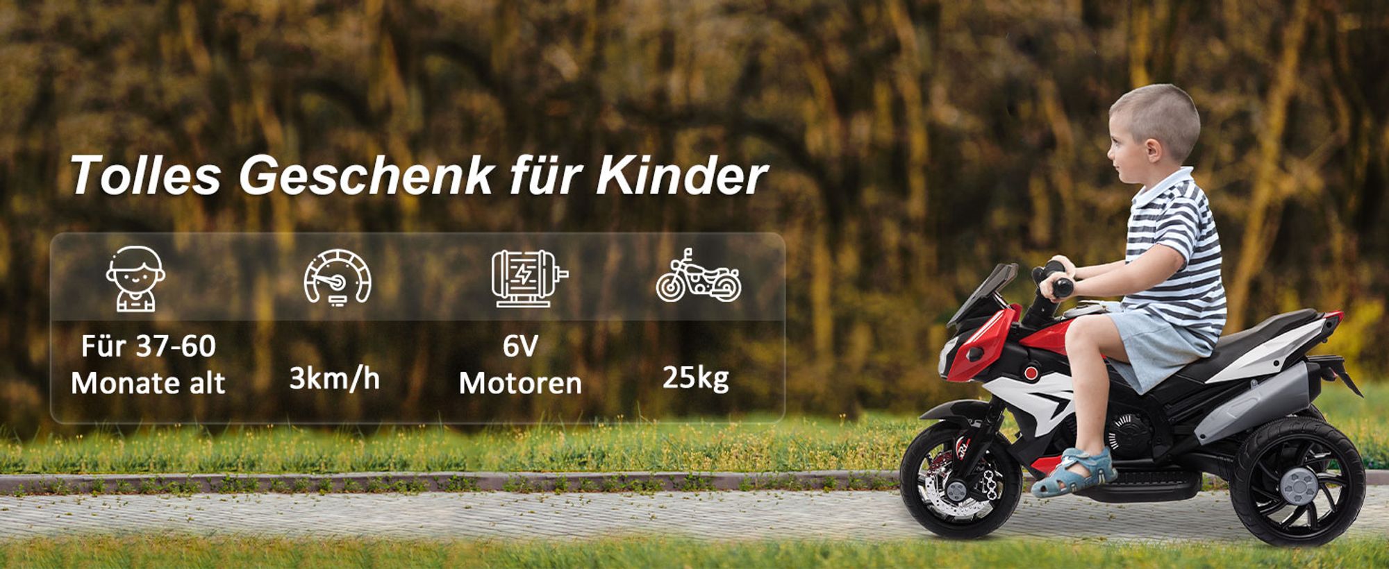 HOMCOM Kinder Elektromotorrad Kindermotorrad Kinderfahrzeug 3km/h