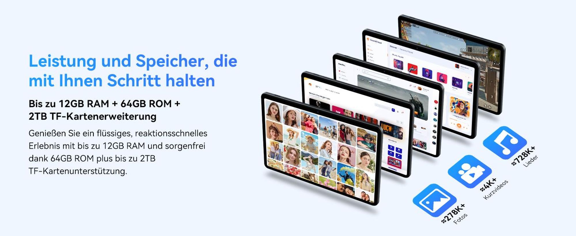 KOBONA-TABWEE T80 Tablet 10 Zoll, Android 16, 128GB ROM, 1280 x 800 HD, 6000mAh Akku, 5MP Kamera, 5G WiFi, Bluetooth , Gemini AI Tablet