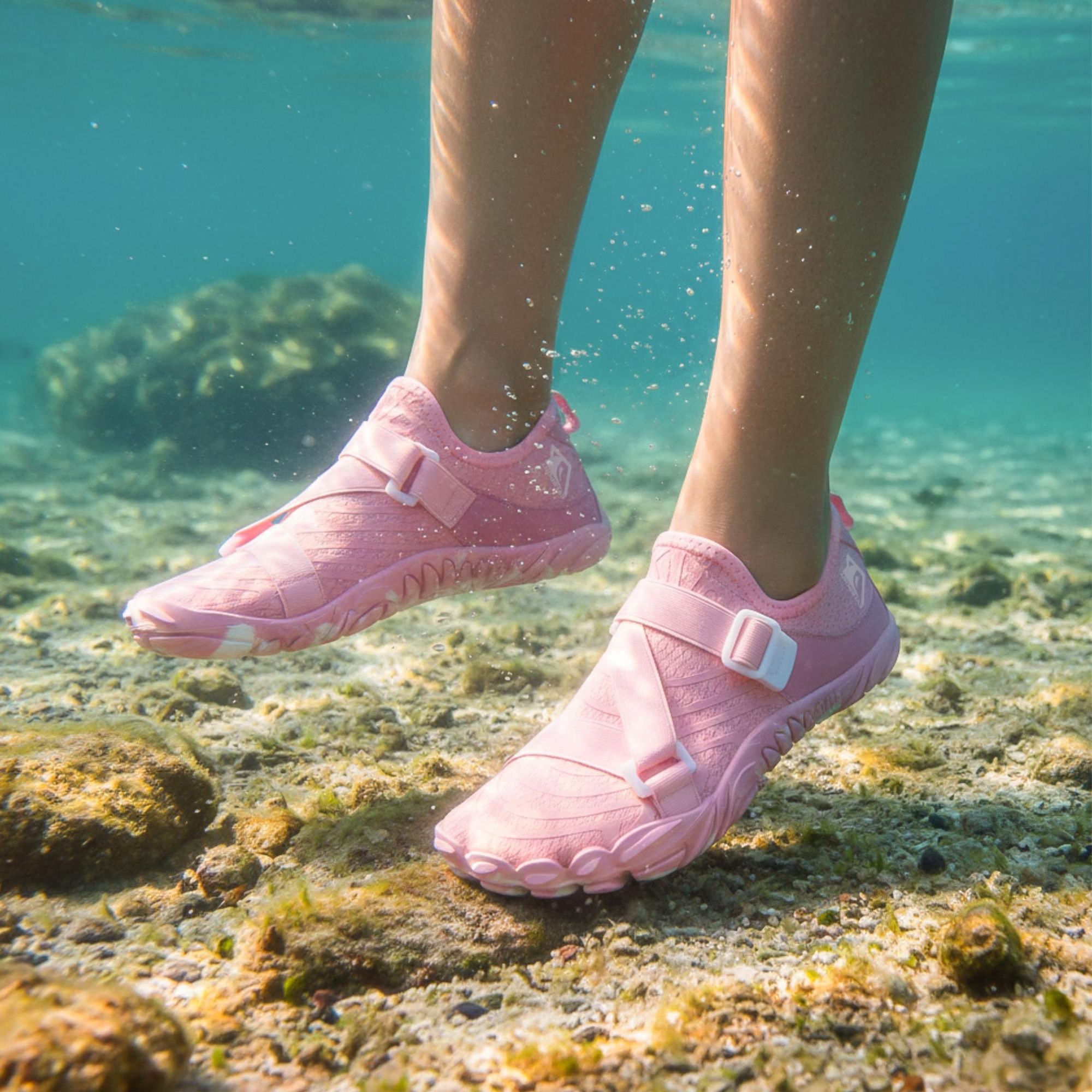 Wasserschuhe Badeschuhe Damen EVI SPORT WaveRunner 39 Verstellbar Seeigelschutz Schnelltrocknend Rosa Pink Lagoon - Strandschuhe Schwimmschuhe